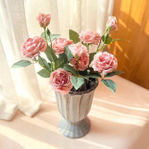 20'' Dusty Pink 3-Head Silk Peony, Faux Rustic French Peony Stem, Vintage-Inspired Boho Floral Decor, French Country Decor & Wedding Floral