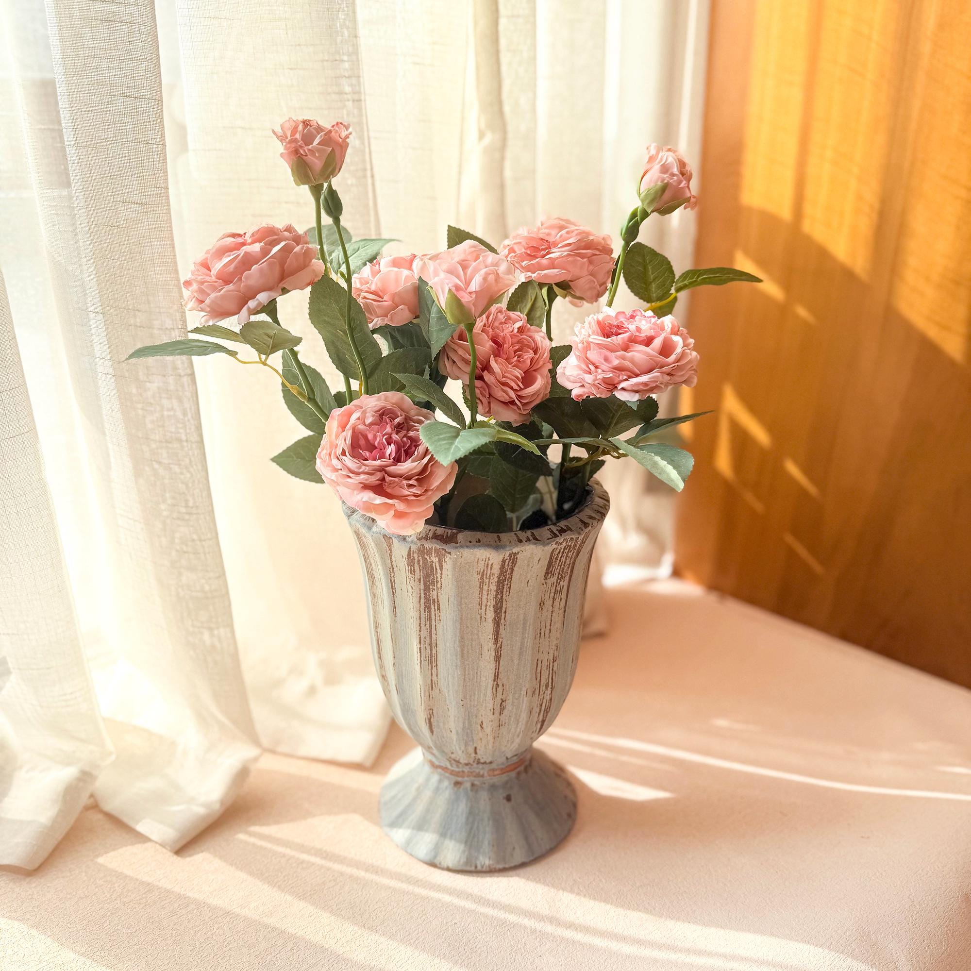 20'' Dusty Pink 3-Head Silk Peony, Faux Rustic French Peony Stem, Vintage-Inspired Boho Floral Decor, French Country Decor & Wedding Floral