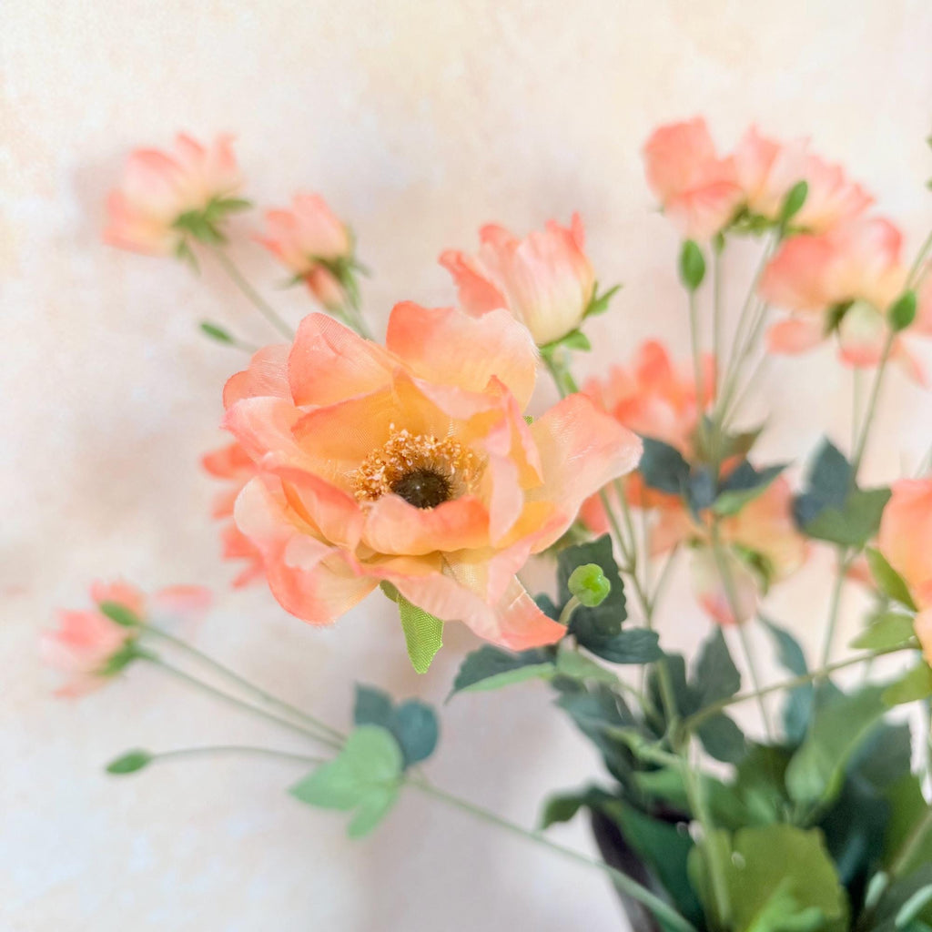37" Long Stem Coral Peony, Faux Silk Fragrant-Look Real-Touch Peony Stem for Garden Beach Wedding Arrangements, Home Décor & Event Styling
