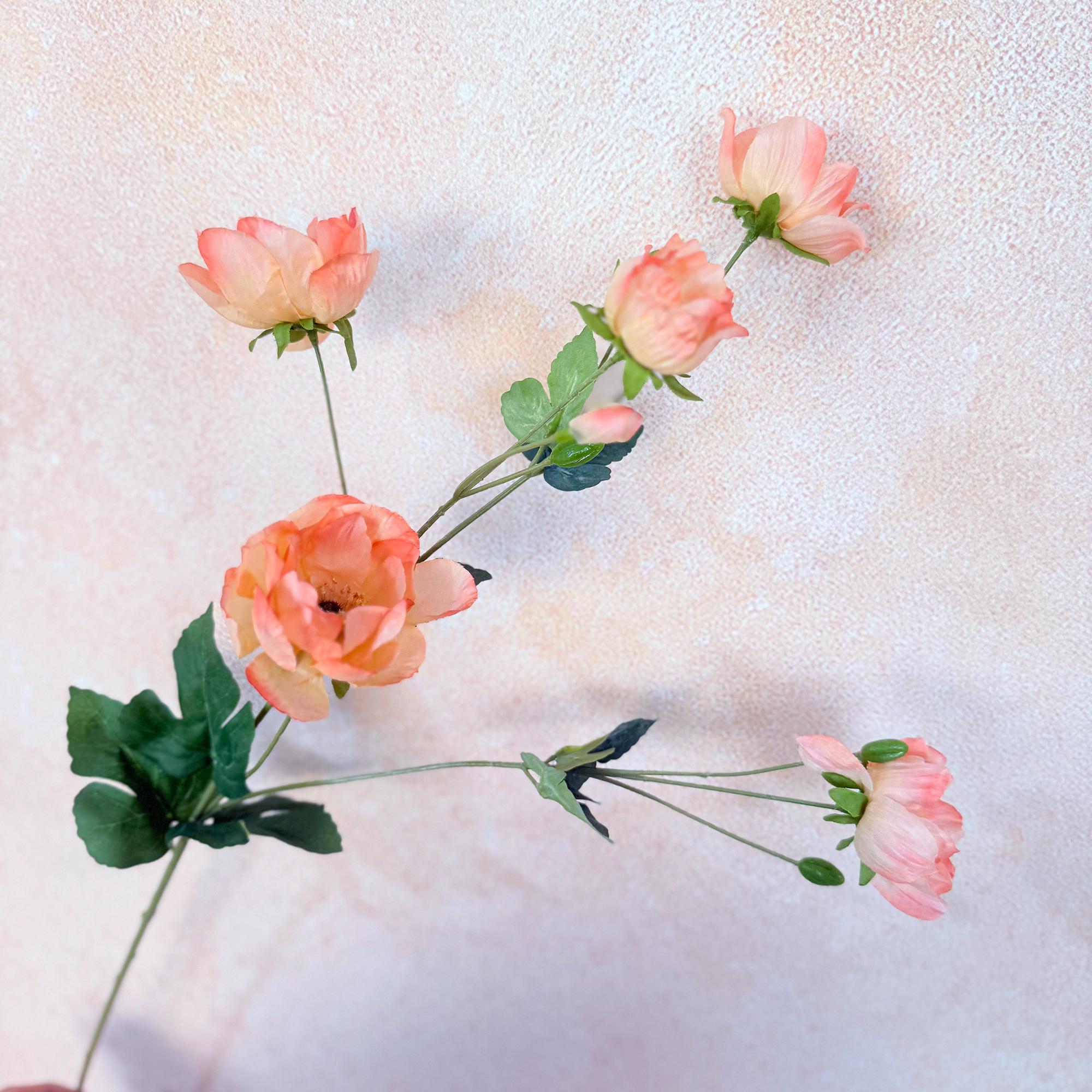 37" Long Stem Coral Peony, Faux Silk Fragrant-Look Real-Touch Peony Stem for Garden Beach Wedding Arrangements, Home Décor & Event Styling