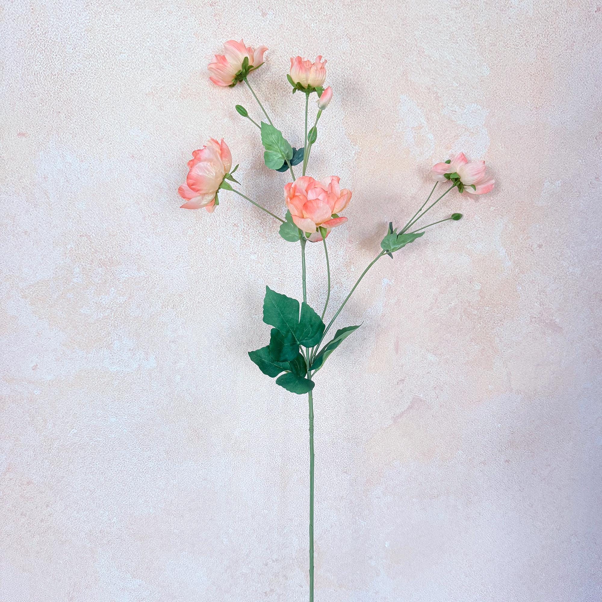 37" Long Stem Coral Peony, Faux Silk Fragrant-Look Real-Touch Peony Stem for Garden Beach Wedding Arrangements, Home Décor & Event Styling