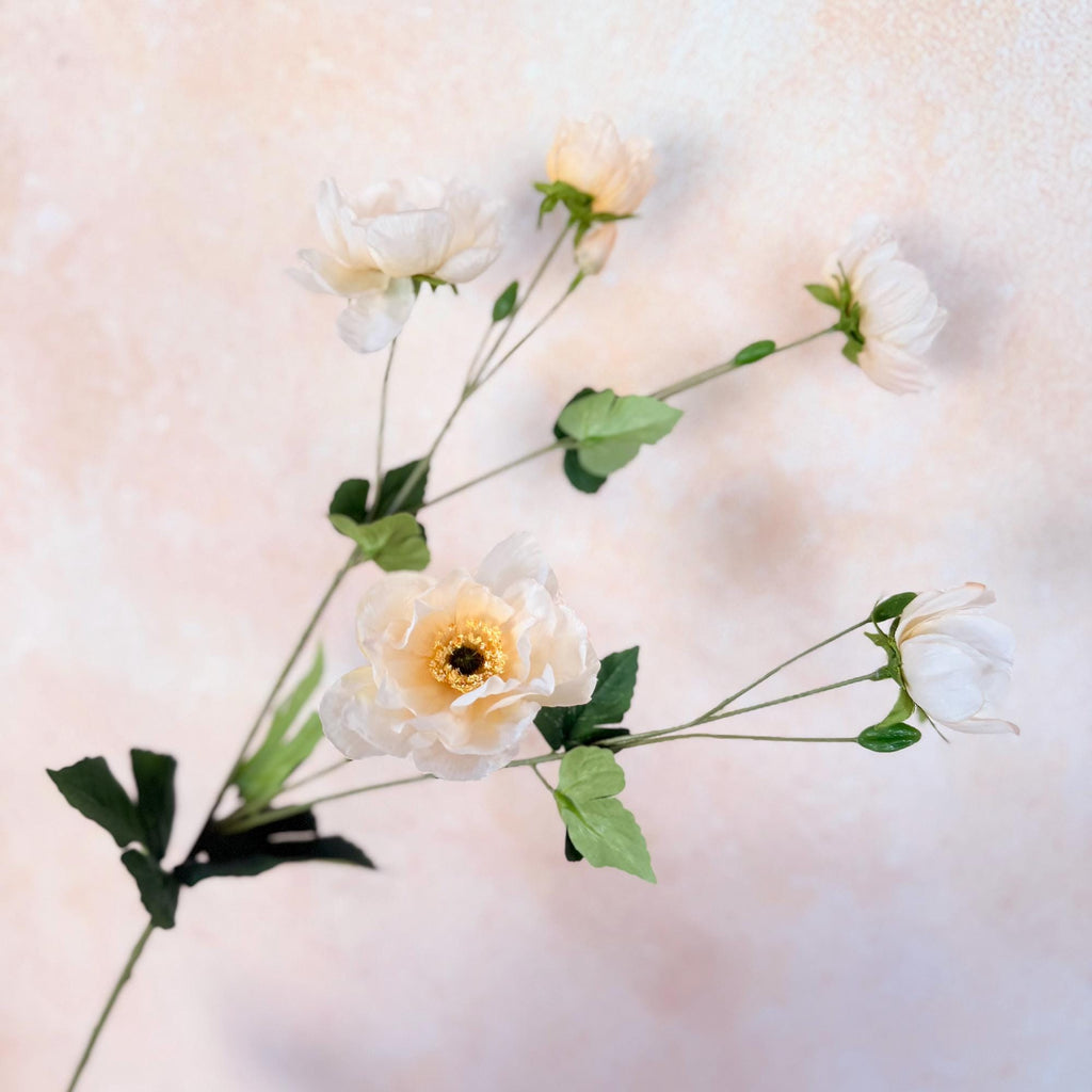 37" Long Stem Champagne White Peony, Faux Silk Fragrant-Look Real-Touch Peony Stem for Wedding Arrangements, Home Décor & Event Styling