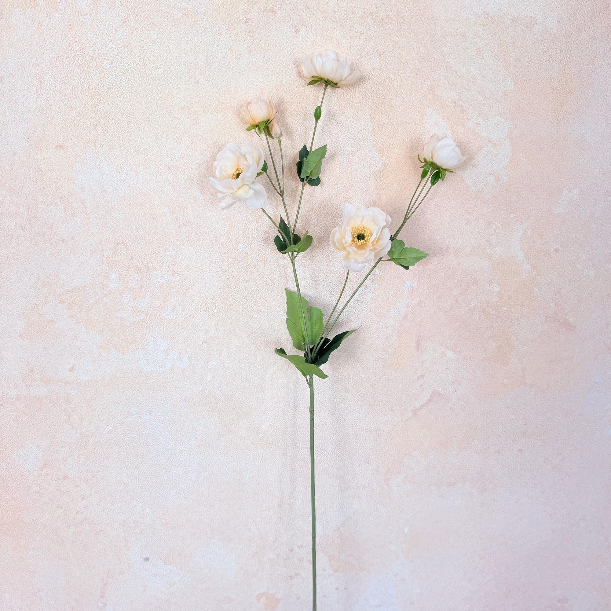 37" Long Stem Champagne White Peony, Faux Silk Fragrant-Look Real-Touch Peony Stem for Wedding Arrangements, Home Décor & Event Styling