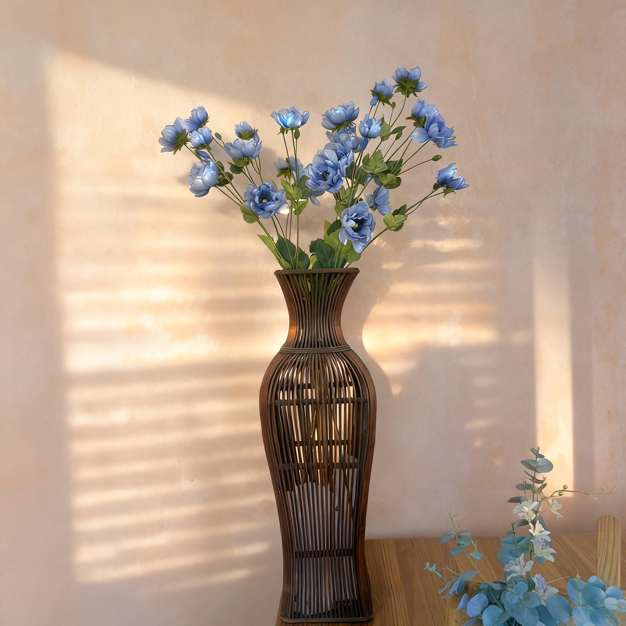 37" Long Stem Blue Peony, Faux Silk Fragrant-Look Real-Touch Peony Stem for Beach Wedding Arrangements, Baby Shower, Home Décor & Event
