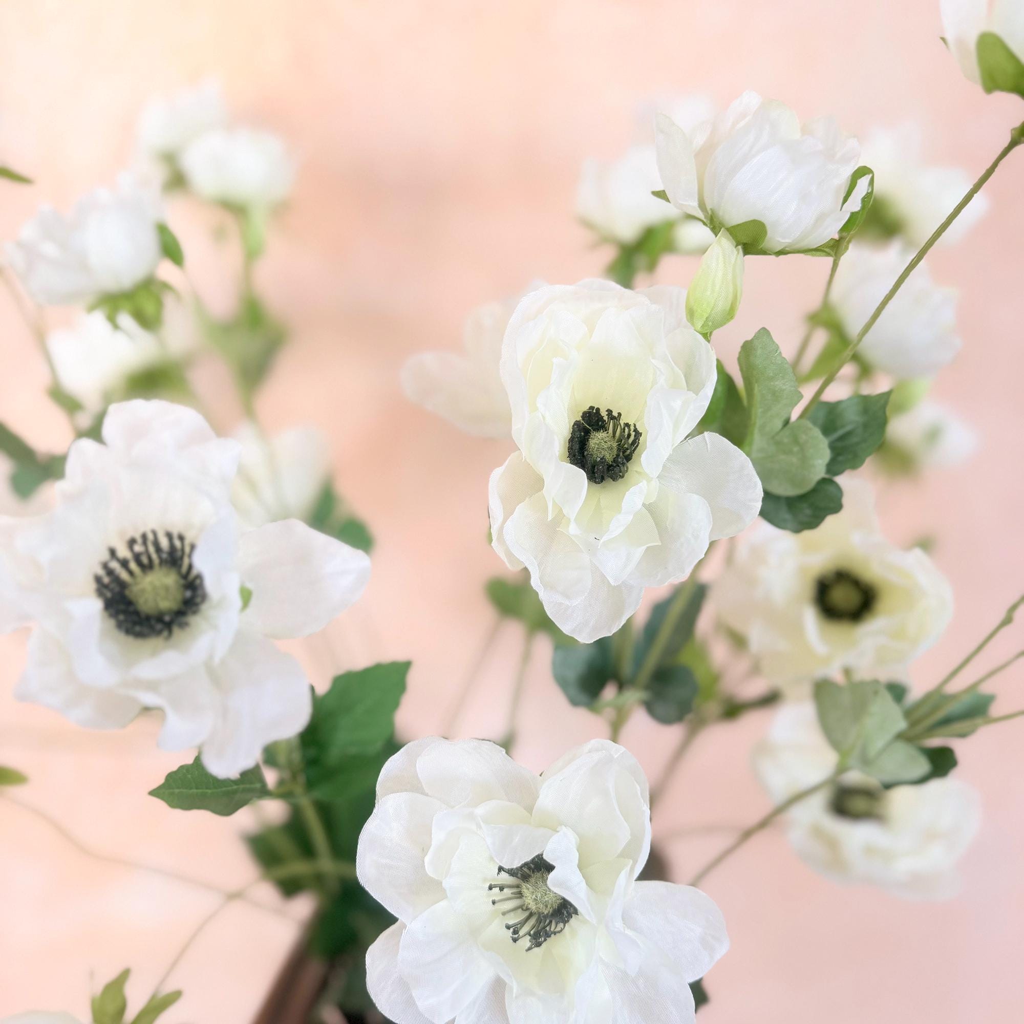 37" Long Stem Cream White Peony, Faux Silk Fragrant-Look Real-Touch Peony Stem for Beach Wedding Arrangements, Home Garden Décor & Event