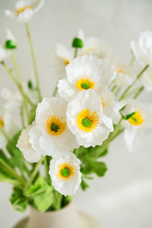 23.6" White Faux Poppy Flower Stem – Silk Poppy for DIY Floral Arrangements, Wedding Centerpieces, Home Décor & Flower Bouquets