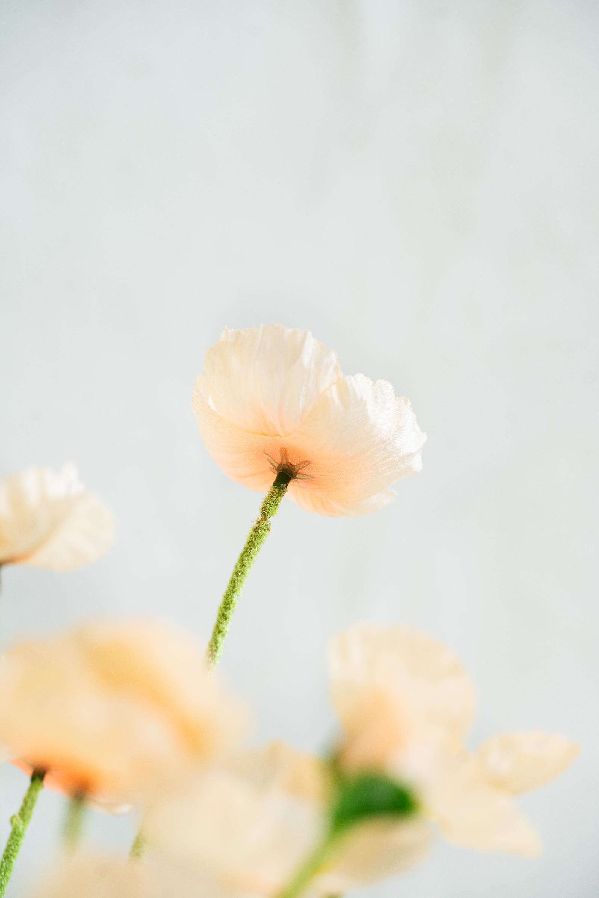 23.6" Champagne Pink Faux Poppy Flower Stem – Silk Poppy for DIY Floral Arrangements, Wedding Centerpieces, Home Décor & Flower Bouquets