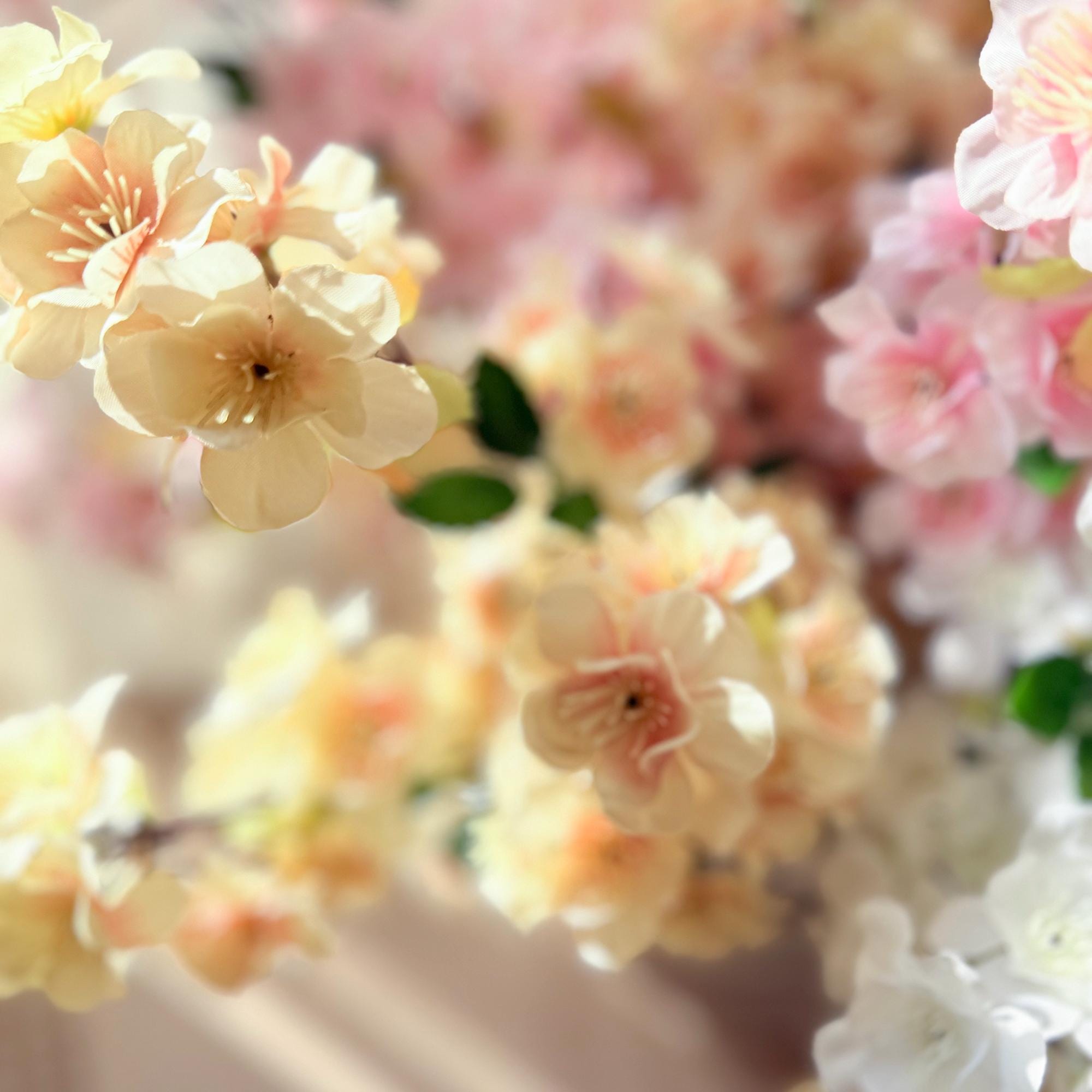 25" Spring Faux White Sakura Branch, Realistic Cherry Blossom Stems for Wedding Decor, Home Styling, Event Arrangements