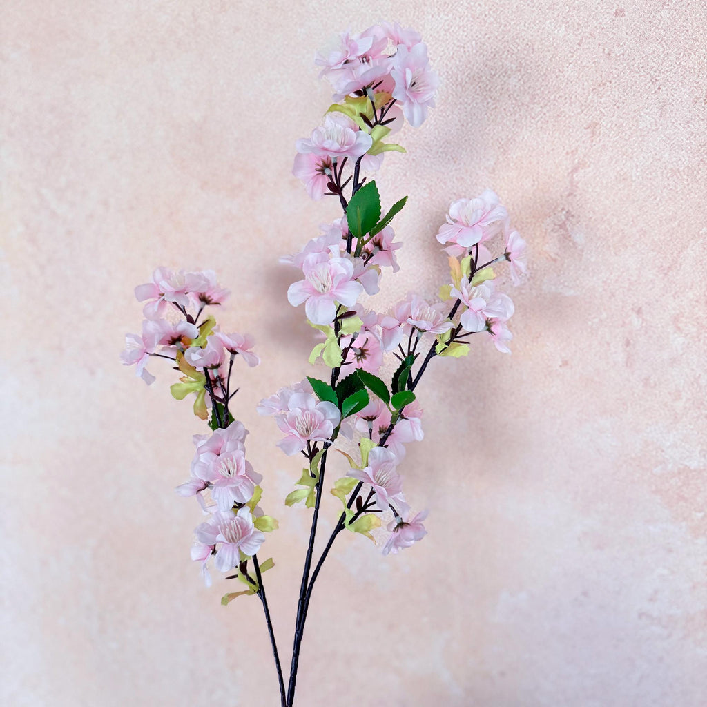 25" Spring Faux White Sakura Branch, Realistic Cherry Blossom Stems for Wedding Decor, Home Styling, Event Arrangements