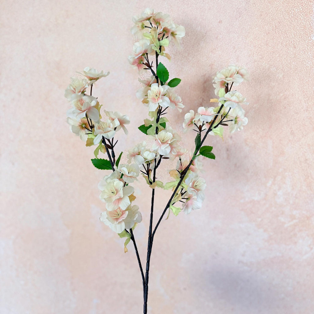 25" Spring Faux White Sakura Branch, Realistic Cherry Blossom Stems for Wedding Decor, Home Styling, Event Arrangements