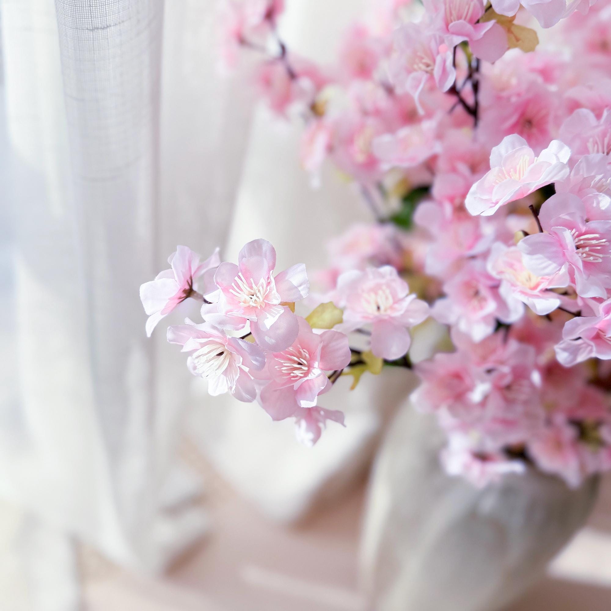 25" Spring Faux Light Pink Sakura Branch, Realistic Cherry Blossom Stems for Wedding Decor, Home Styling, Event Arrangements