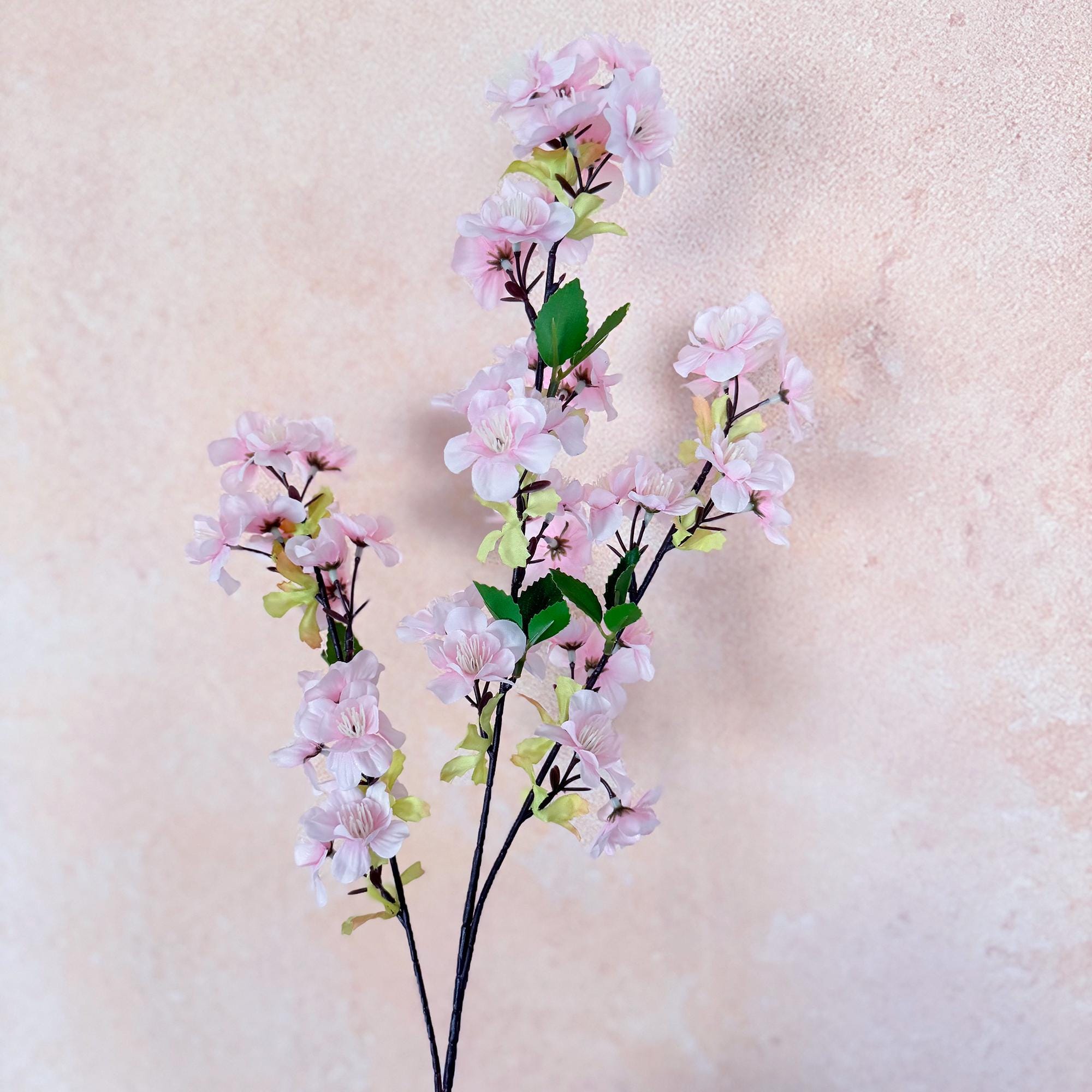 25" Spring Faux Light Pink Sakura Branch, Realistic Cherry Blossom Stems for Wedding Decor, Home Styling, Event Arrangements