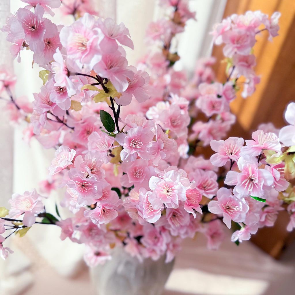 25" Spring Faux Light Pink Sakura Branch, Realistic Cherry Blossom Stems for Wedding Decor, Home Styling, Event Arrangements