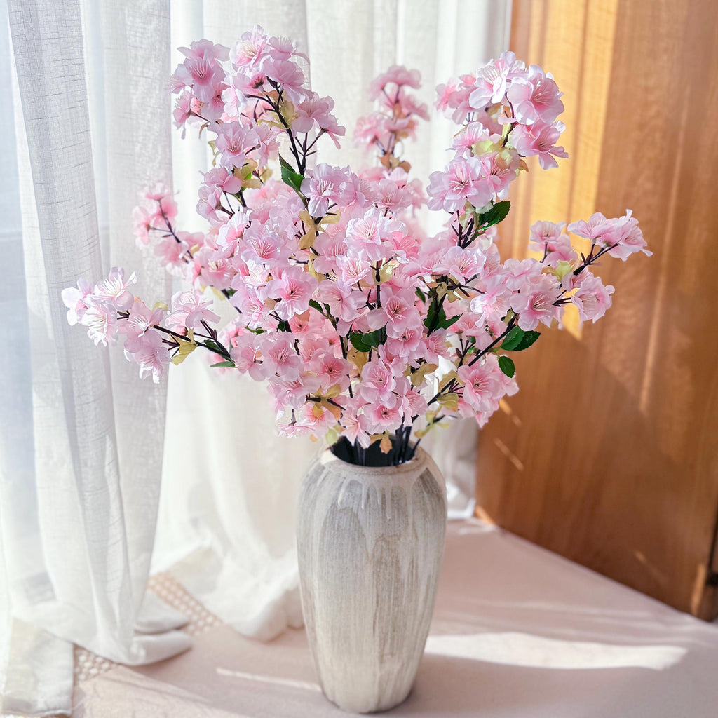 25" Spring Faux Light Pink Sakura Branch, Realistic Cherry Blossom Stems for Wedding Decor, Home Styling, Event Arrangements