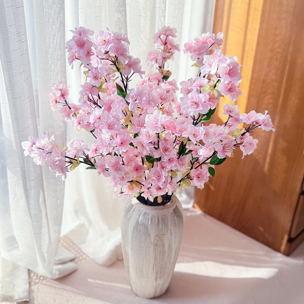 25" Spring Faux Light Pink Sakura Branch, Realistic Cherry Blossom Stems for Wedding Decor, Home Styling, Event Arrangements