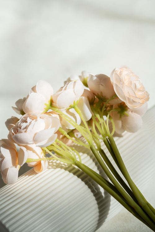 10'' Champagne Rose Bundle – Faux Flower Dusty Rose Stem Perfect For DIY Wedding Bouquet, Silk Ranunculus Centerpiece, Crafts & Arrangements