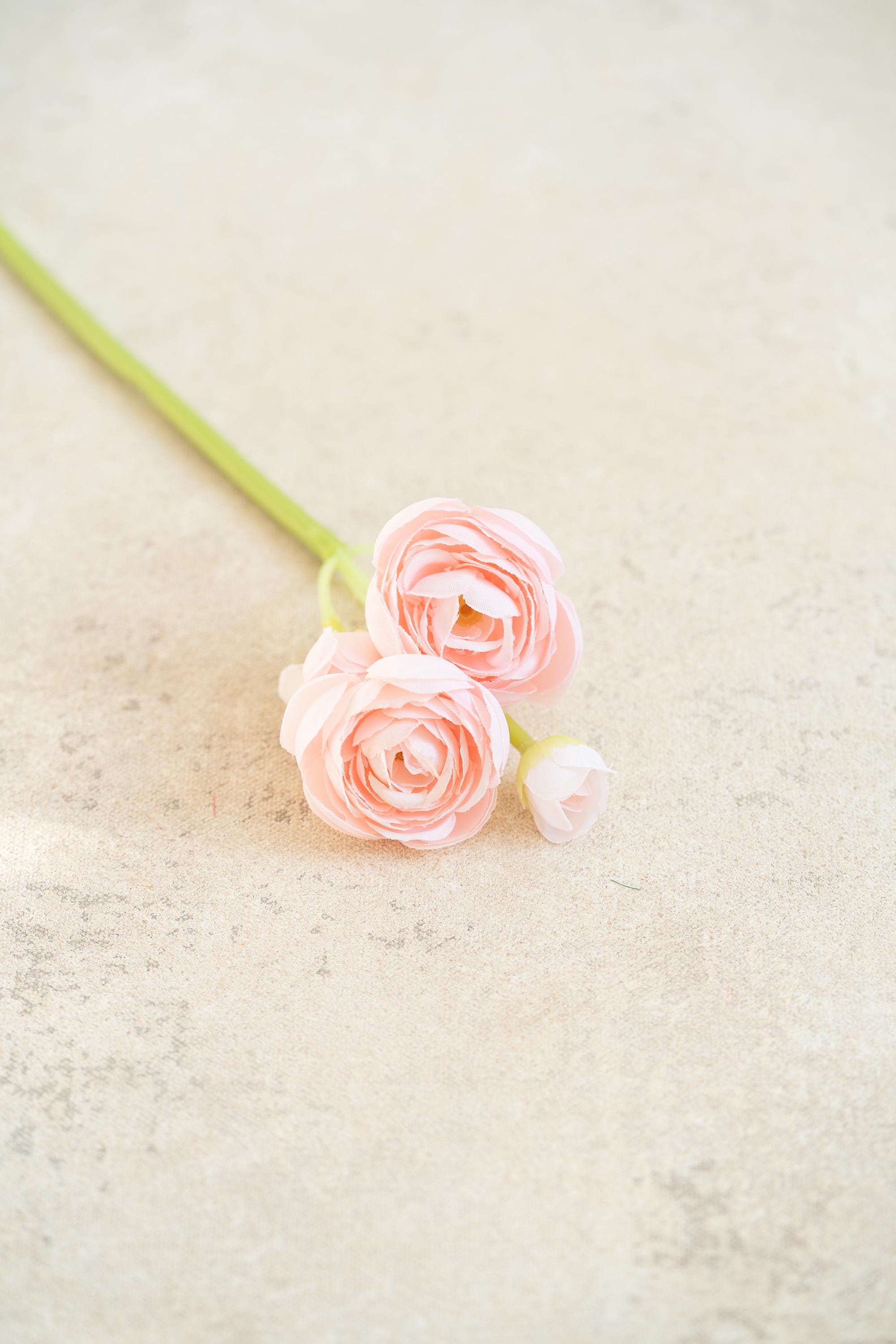 10'' Light Pink Rose Bundle – Faux Flower Stems Perfect For DIY Wedding Bouquet, Wreath, Silk Ranunculus Centerpiece, Crafts & Arrangements