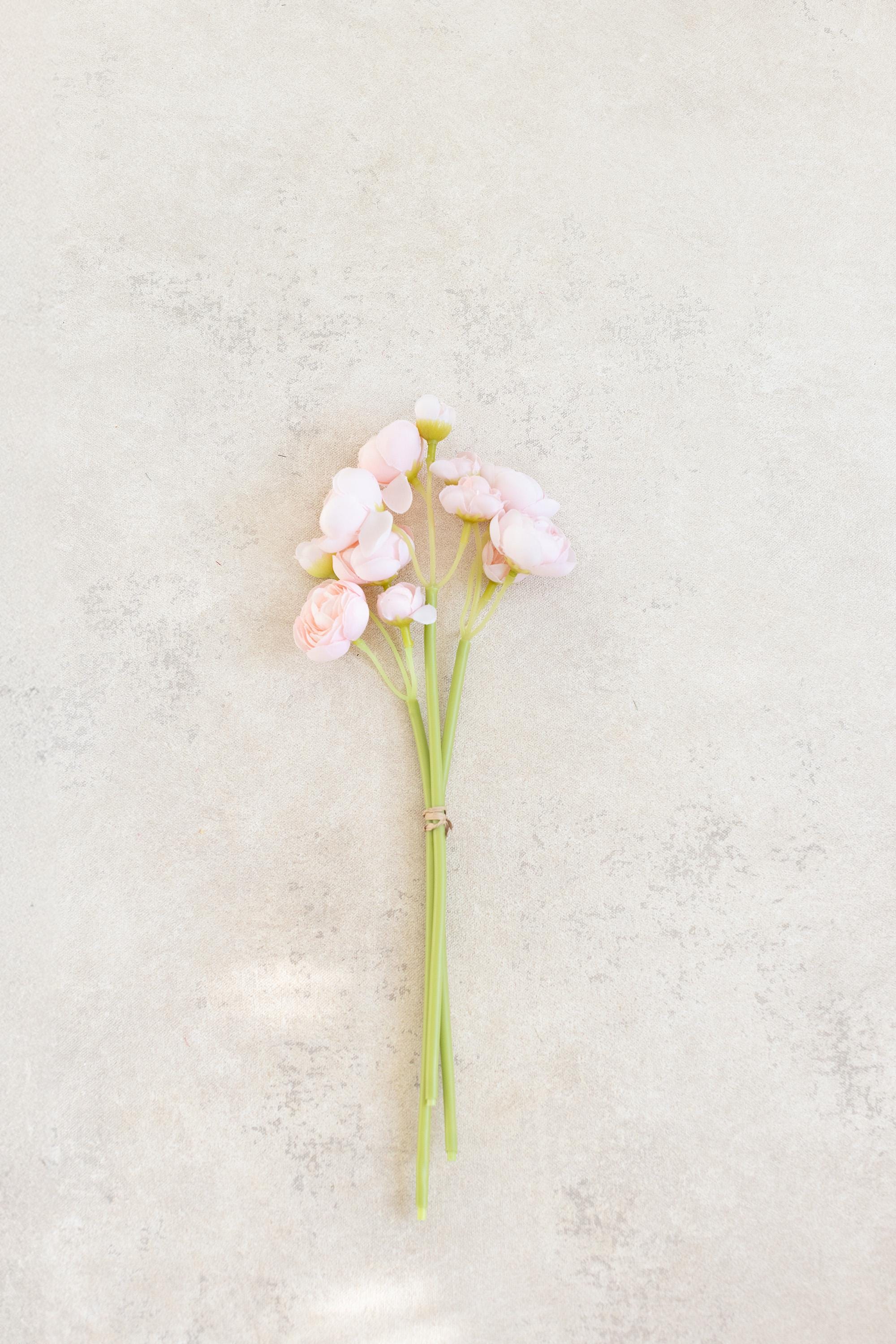 10'' Light Pink Rose Bundle – Faux Flower Stems Perfect For DIY Wedding Bouquet, Wreath, Silk Ranunculus Centerpiece, Crafts & Arrangements