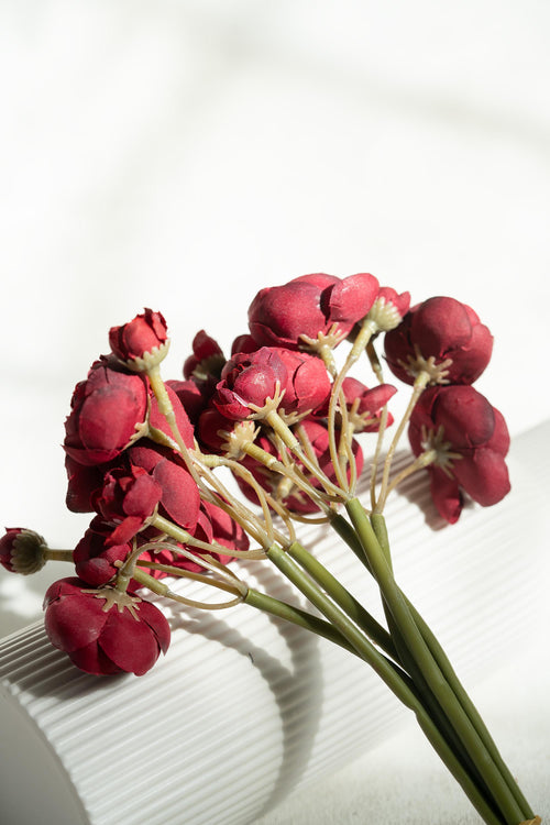 10'' Burgundy Rose Bundle – Faux Flower Stems Perfect For DIY Wedding Bouquet, Wreath, Silk Ranunculus Centerpiece, Crafts & Arrangements