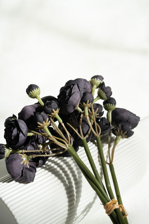 10'' Black Rose Bundle – Faux Flower Stems Perfect For DIY Wedding Bouquet, Wreath Design, Silk Ranunculus Centerpiece, Crafts&Arrangements