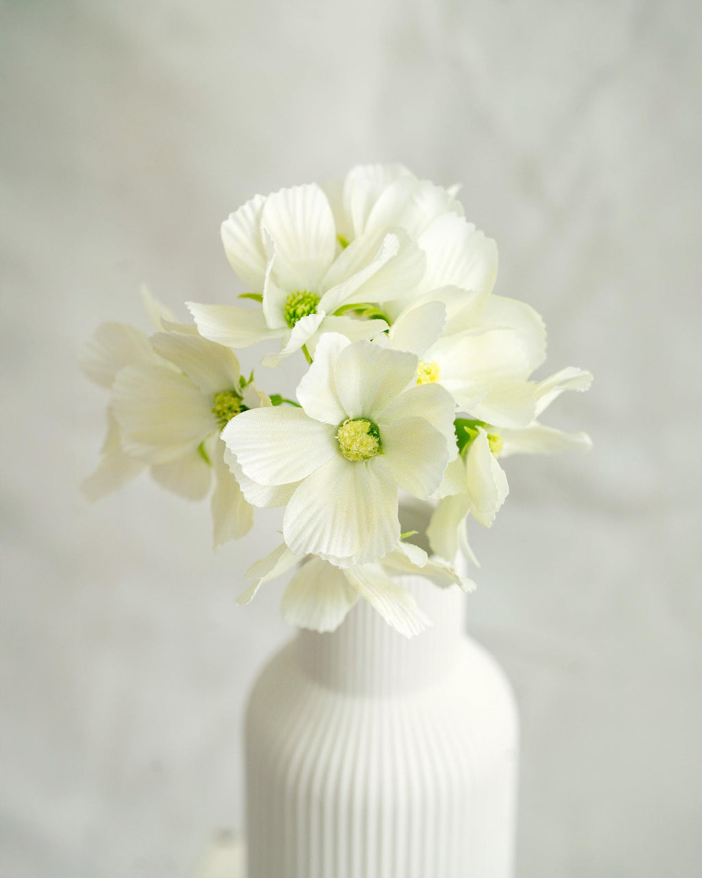 11.8'' Short Stem Ivory Cosmos Faux Flowers - Silk Cosmos Branch, Centerpiece flower, DIY Home Decor, Wedding Flowers, Gift For Mom