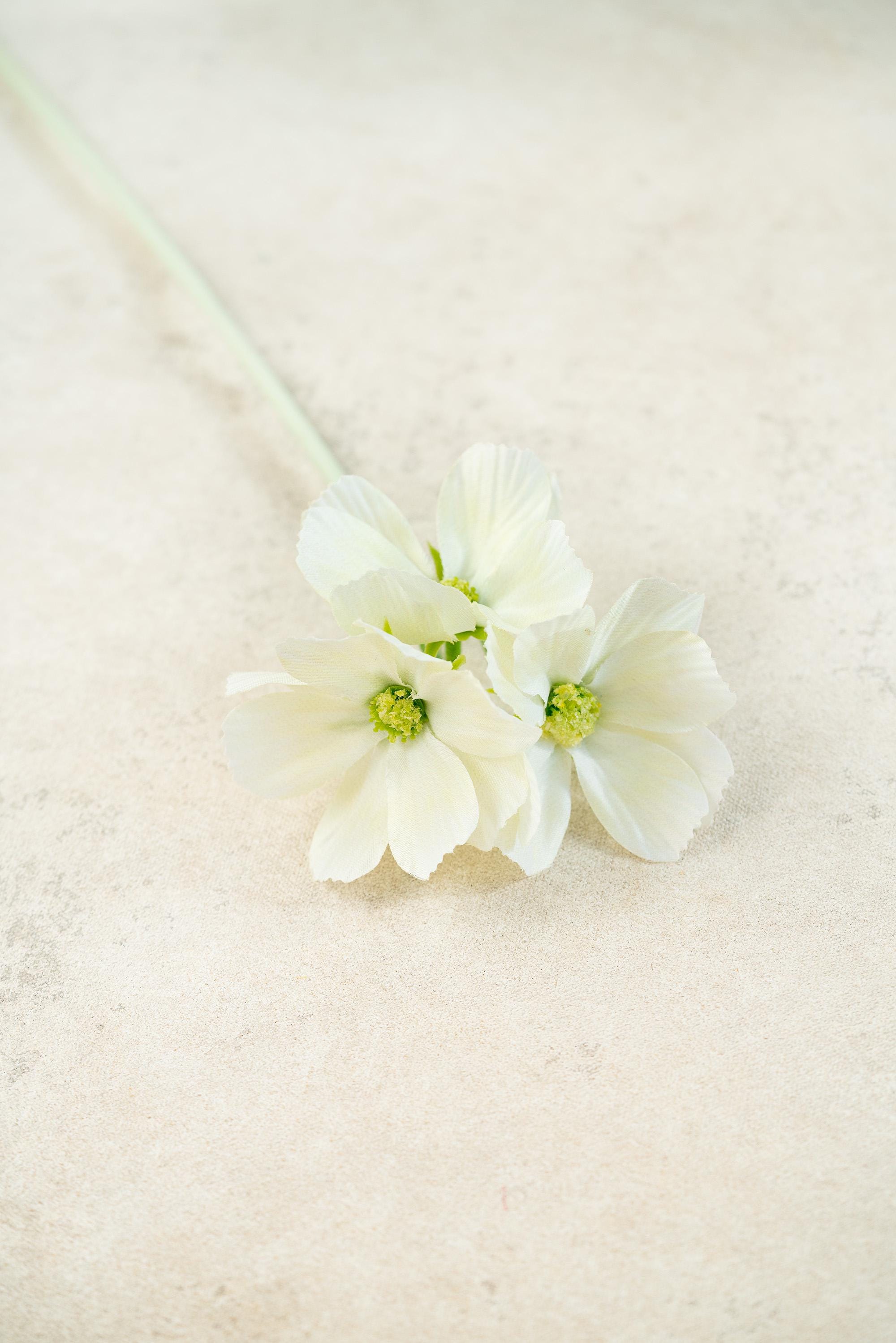 11.8'' Short Stem Ivory Cosmos Faux Flowers - Silk Cosmos Branch, Centerpiece flower, DIY Home Decor, Wedding Flowers, Gift For Mom