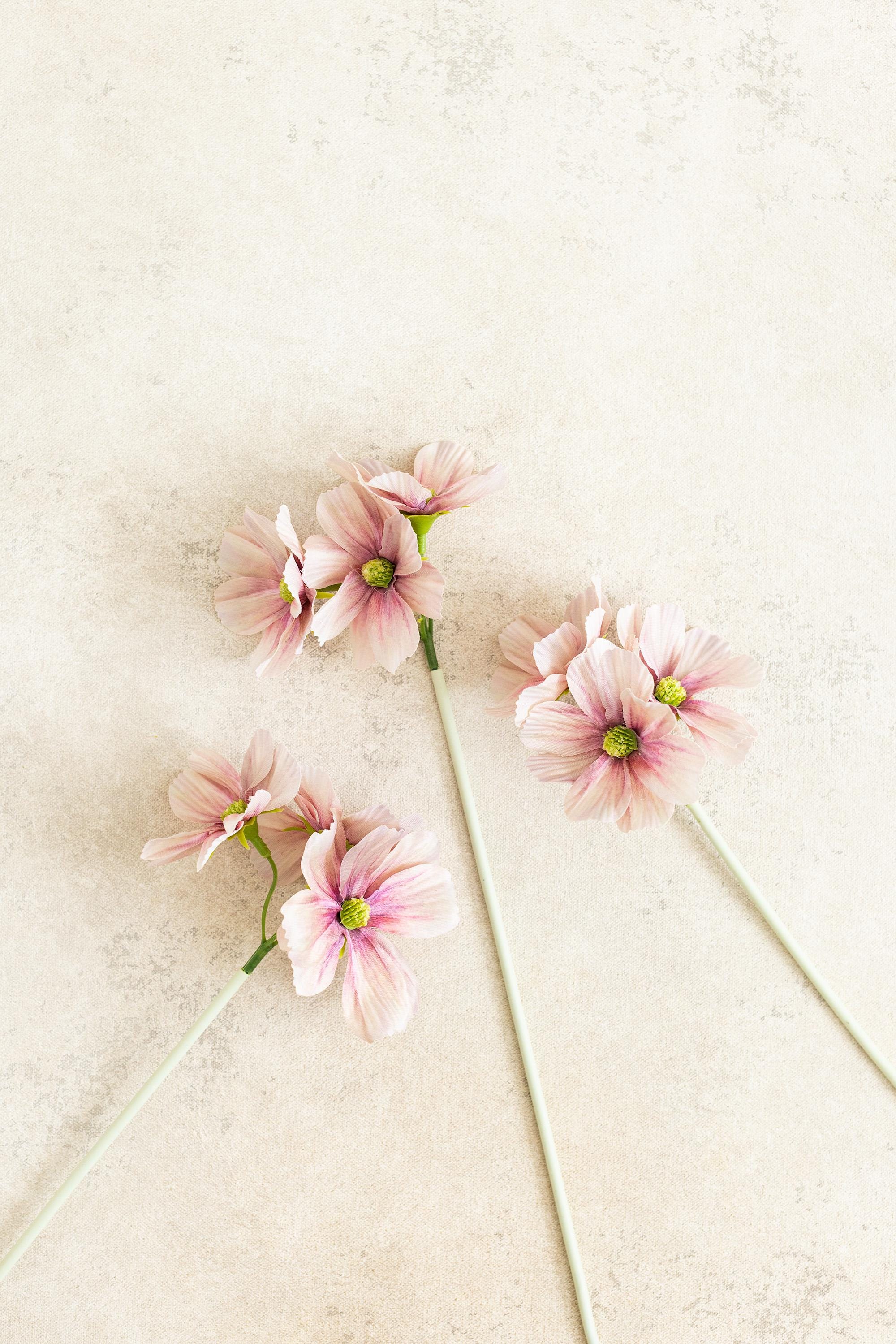 11.8'' Short Stem Dusty Pink Cosmos Faux Flowers - Silk Cosmos Branch, Centerpiece flower, DIY Home Decor, Wedding Flowers, Gift For Mom