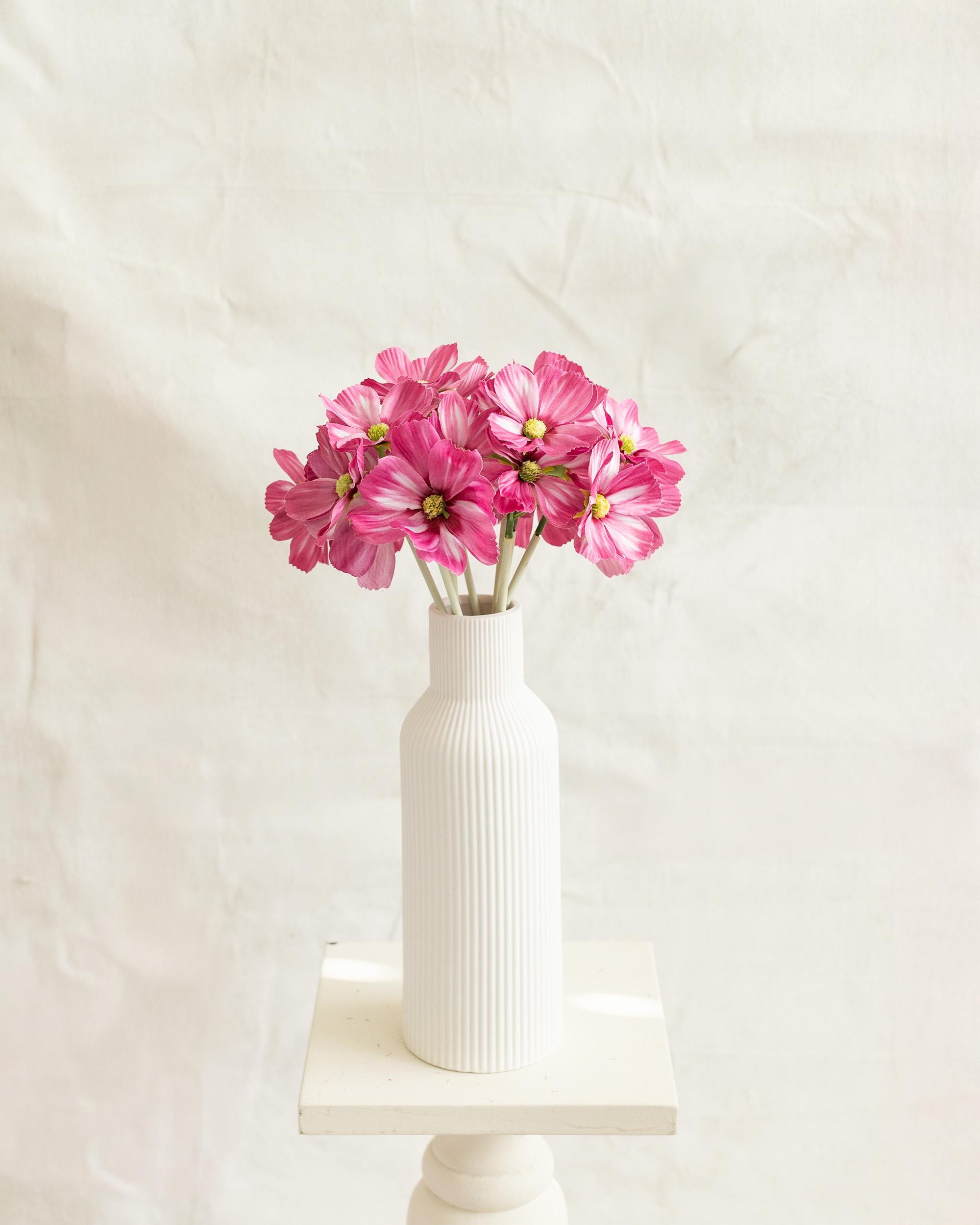 11.8'' Short Stem Pink Cosmos Faux Flowers - Silk Cosmos Branch, Centerpiece flower, DIY Home Decor, Wedding Flowers, Gift For Mom