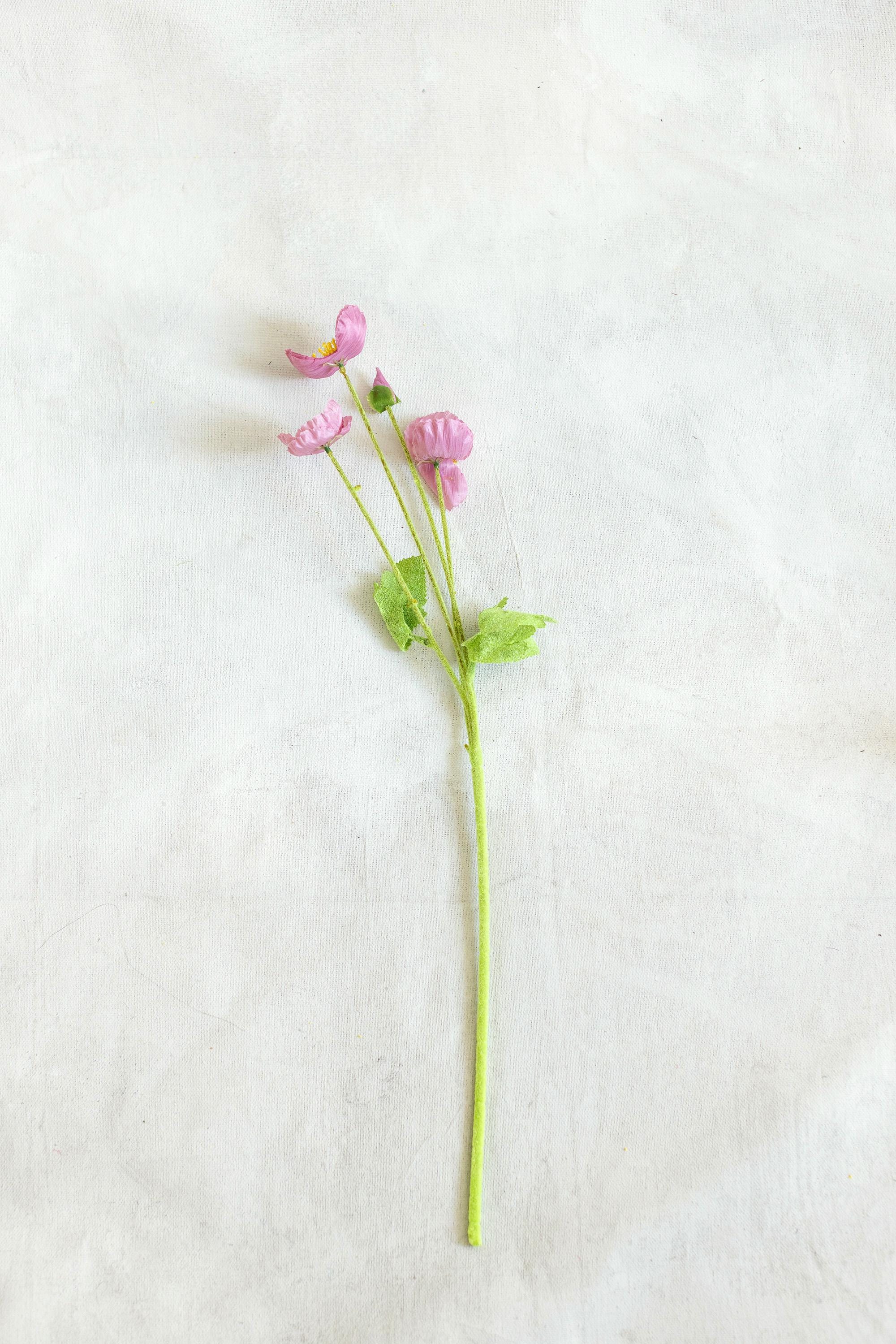 23.6" Mauve Faux Poppy Flower Stem – Silk Poppy for DIY Floral Arrangements, Wedding Centerpieces, Home Décor & Flower Bouquets