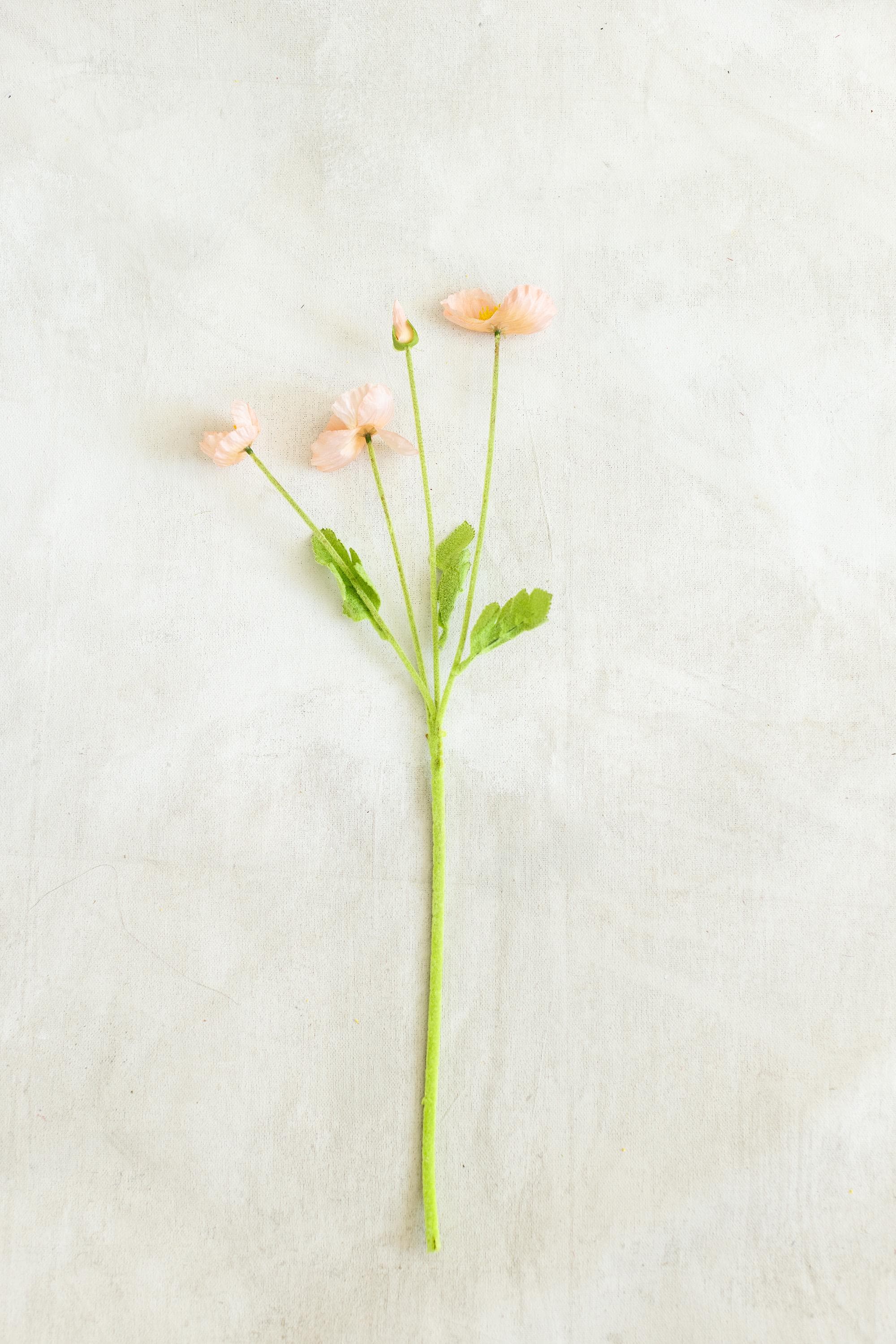 23.6" Champagne Pink Faux Poppy Flower Stem – Silk Poppy for DIY Floral Arrangements, Wedding Centerpieces, Home Décor & Flower Bouquets
