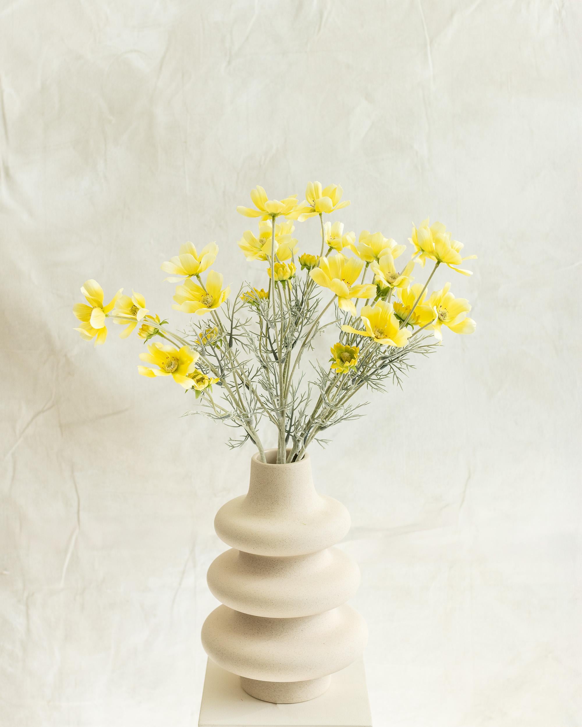 23.6" Light Yellow Faux Cosmos Flowers – Long Stem Cosmos Bouquet Flowers for Home Décor, Wedding Arrangements & Table Centerpieces