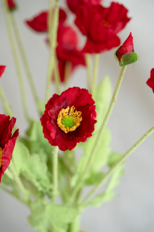 23.6'' Red Faux Poppy Flower - Silk Poppy Flower Stem, DIY Floral Arrangement, Wedding Centerpiece, Home Decor, Gift For Her, Flower Bouquet