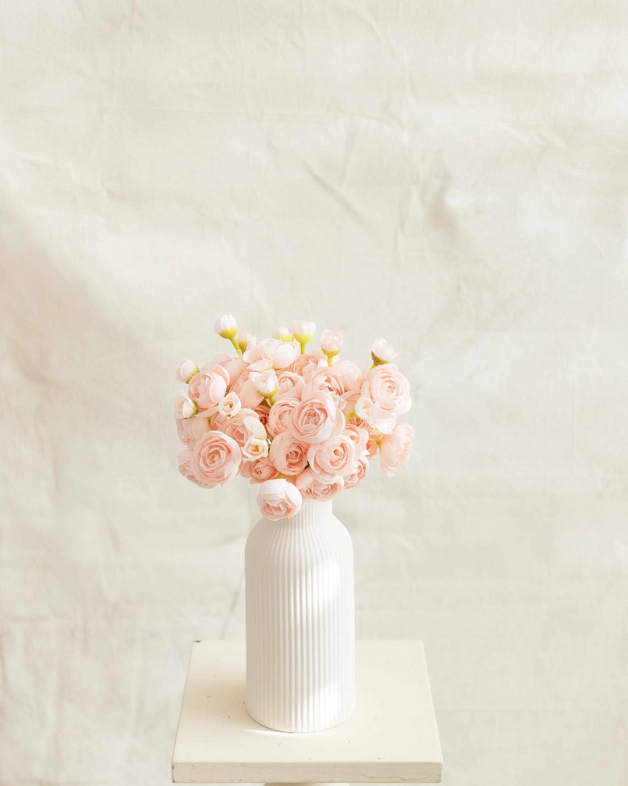 10'' Light Pink Rose Bundle – Faux Flower Stems Perfect For DIY Wedding Bouquet, Wreath, Silk Ranunculus Centerpiece, Crafts & Arrangements