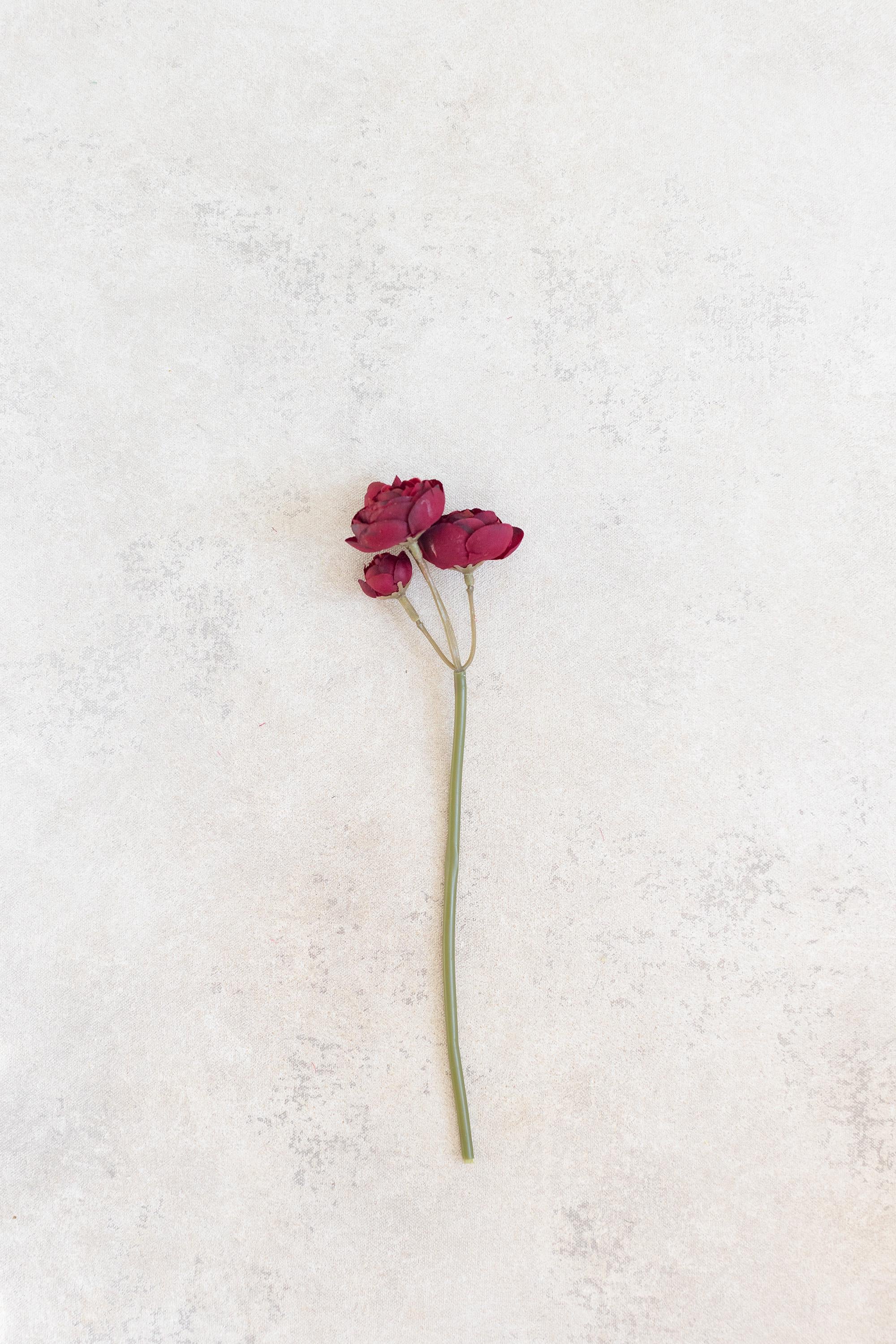 10'' Burgundy Rose Bundle – Faux Flower Stems Perfect For DIY Wedding Bouquet, Wreath, Silk Ranunculus Centerpiece, Crafts & Arrangements