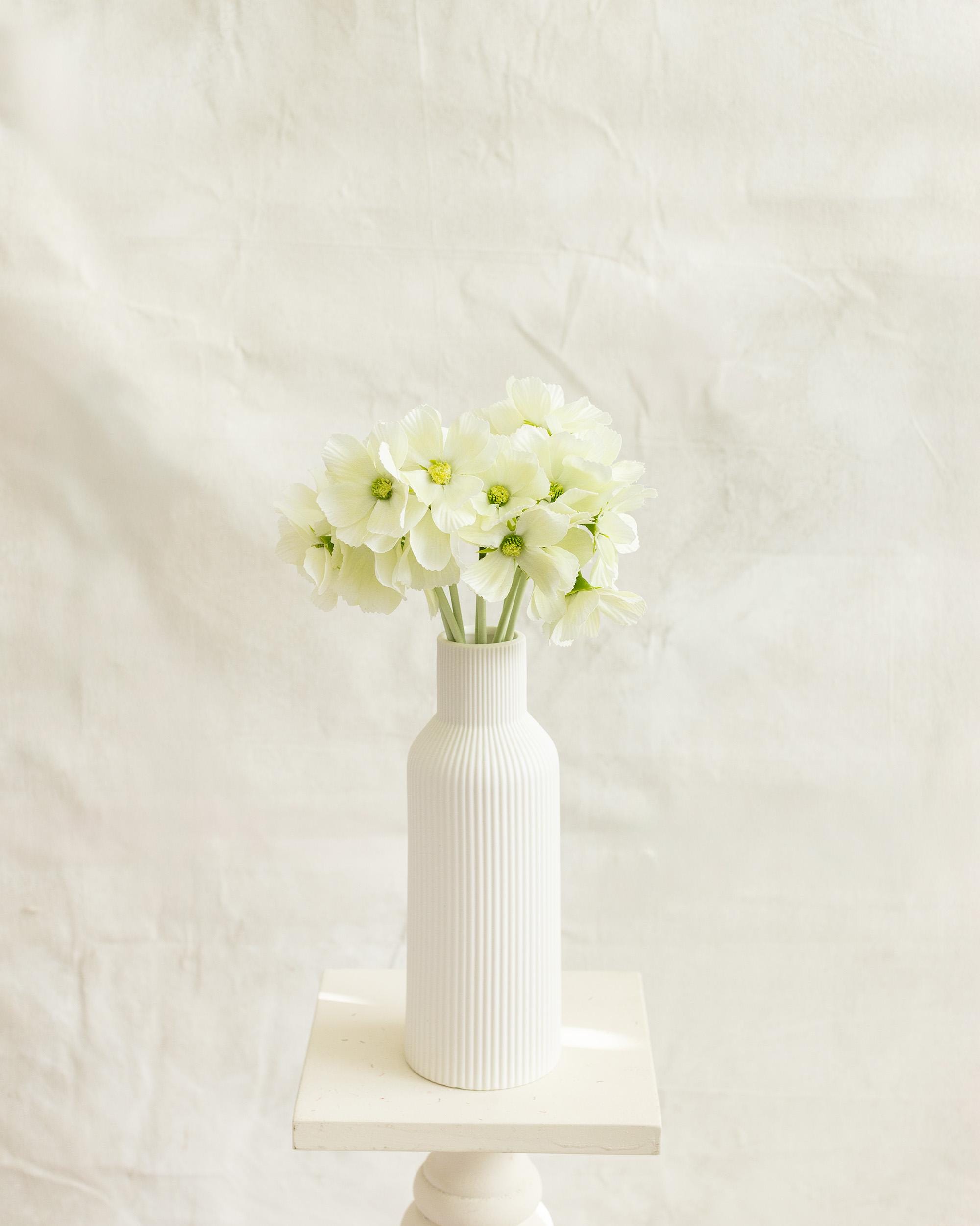 11.8'' Short Stem Ivory Cosmos Faux Flowers - Silk Cosmos Branch, Centerpiece flower, DIY Home Decor, Wedding Flowers, Gift For Mom