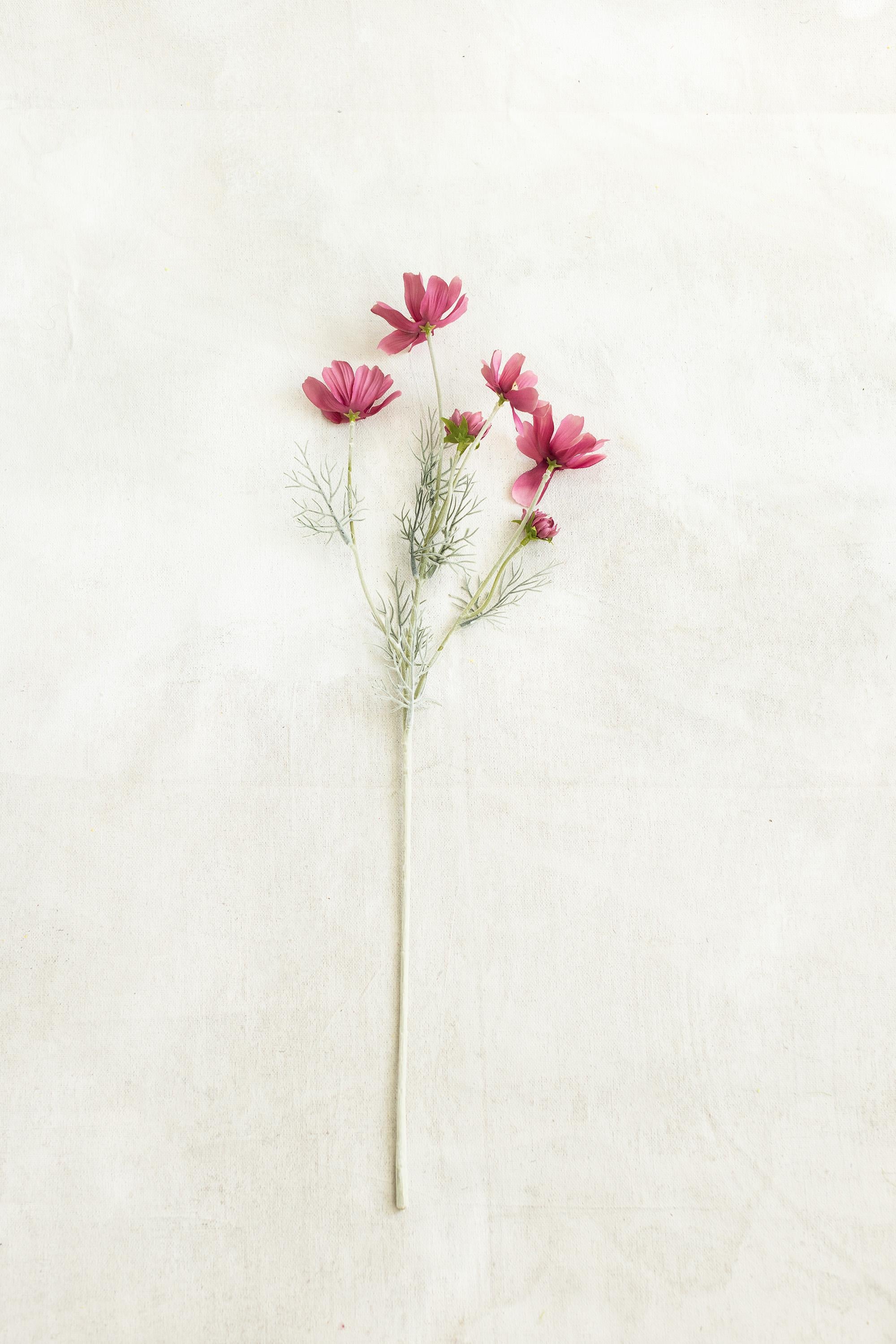 23.6" Purple Red Faux Cosmos Flowers – Long Stem Cosmos Bouquet Flowers for Home Décor, Wedding Arrangements & Table Centerpieces