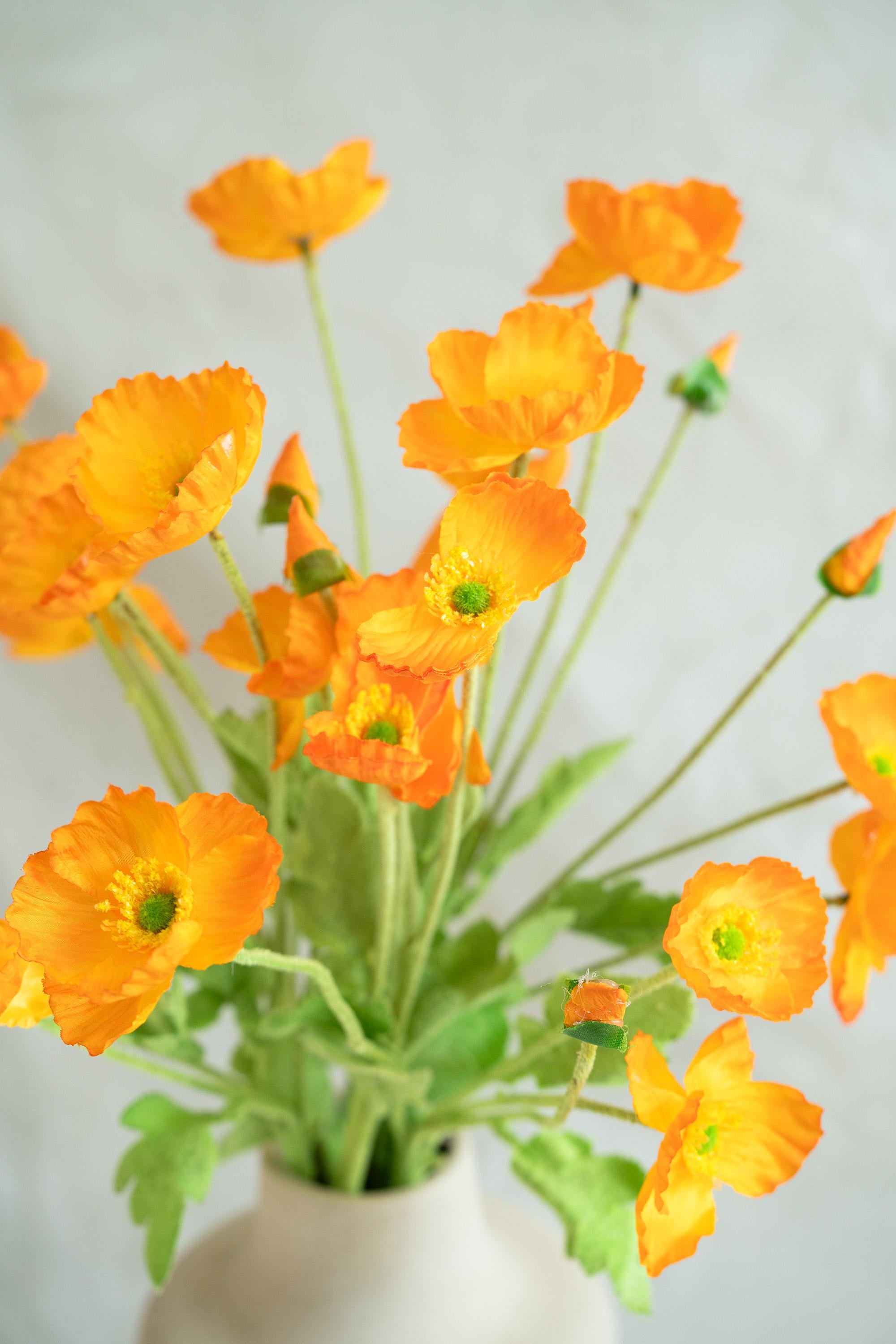 23.6'' Orange Yellow Faux Poppy Flower - Silk Poppy Flower Stem for Vase, DIY Floral Arrangement,Wedding Centerpiece,Home Decor,Gift For Her