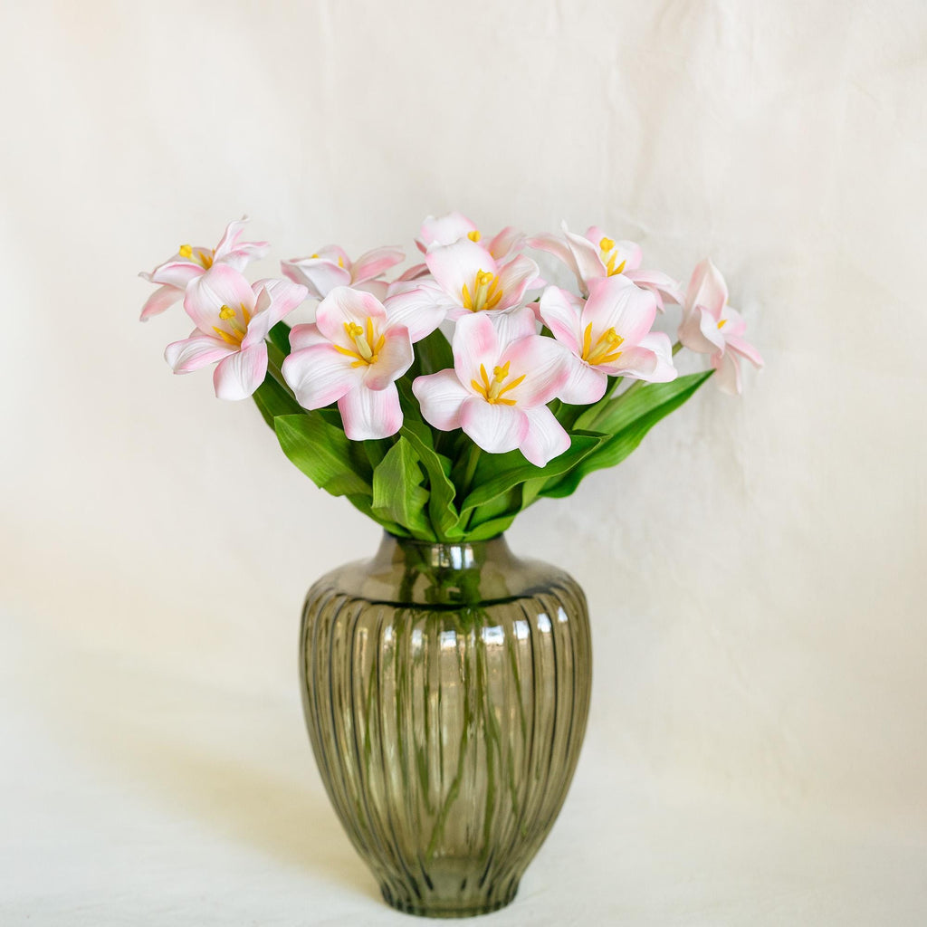 Real Touch Blush Pink Lily-Flowered Tulips Stem – Elegant Faux Decorative Flowers for Home Decor, Baby Shower, Romantic Floral Arrangements