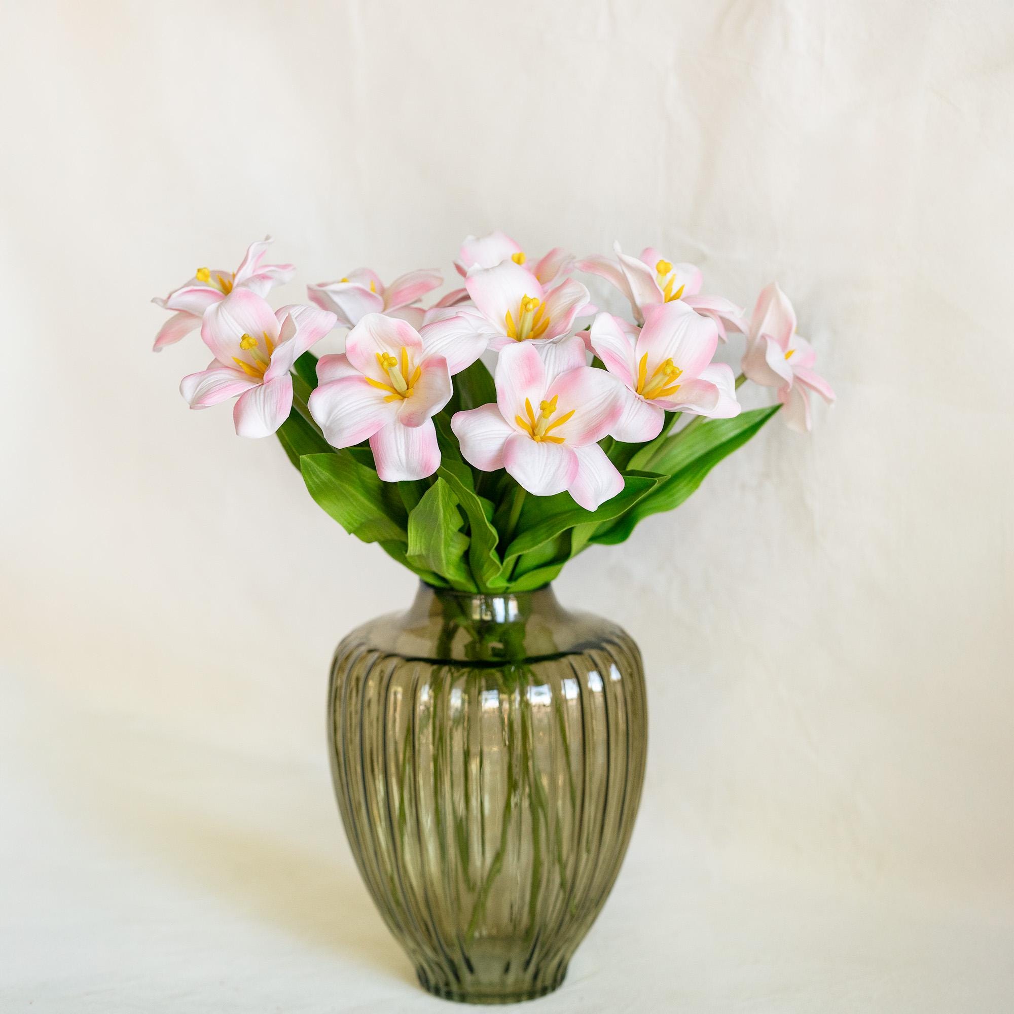 Real Touch Blush Pink Lily-Flowered Tulips Stem – Elegant Faux Decorative Flowers for Home Decor, Baby Shower, Romantic Floral Arrangements