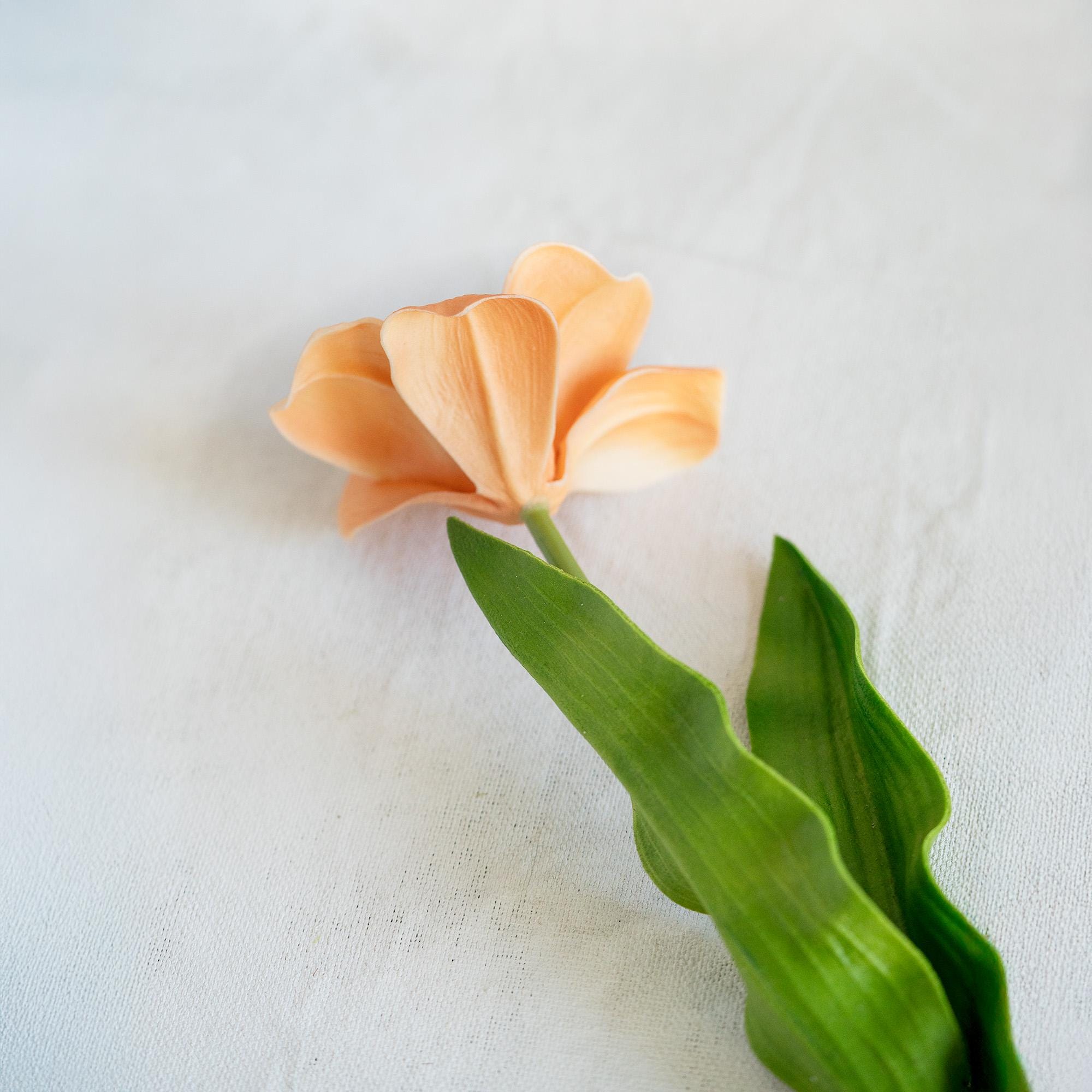 Real Touch Salmon Lily-Flowered Tulips Stems – Elegant PU Faux Decorative Flower for Easter, Gift for Her, Spring Brownie Floral Arrangement