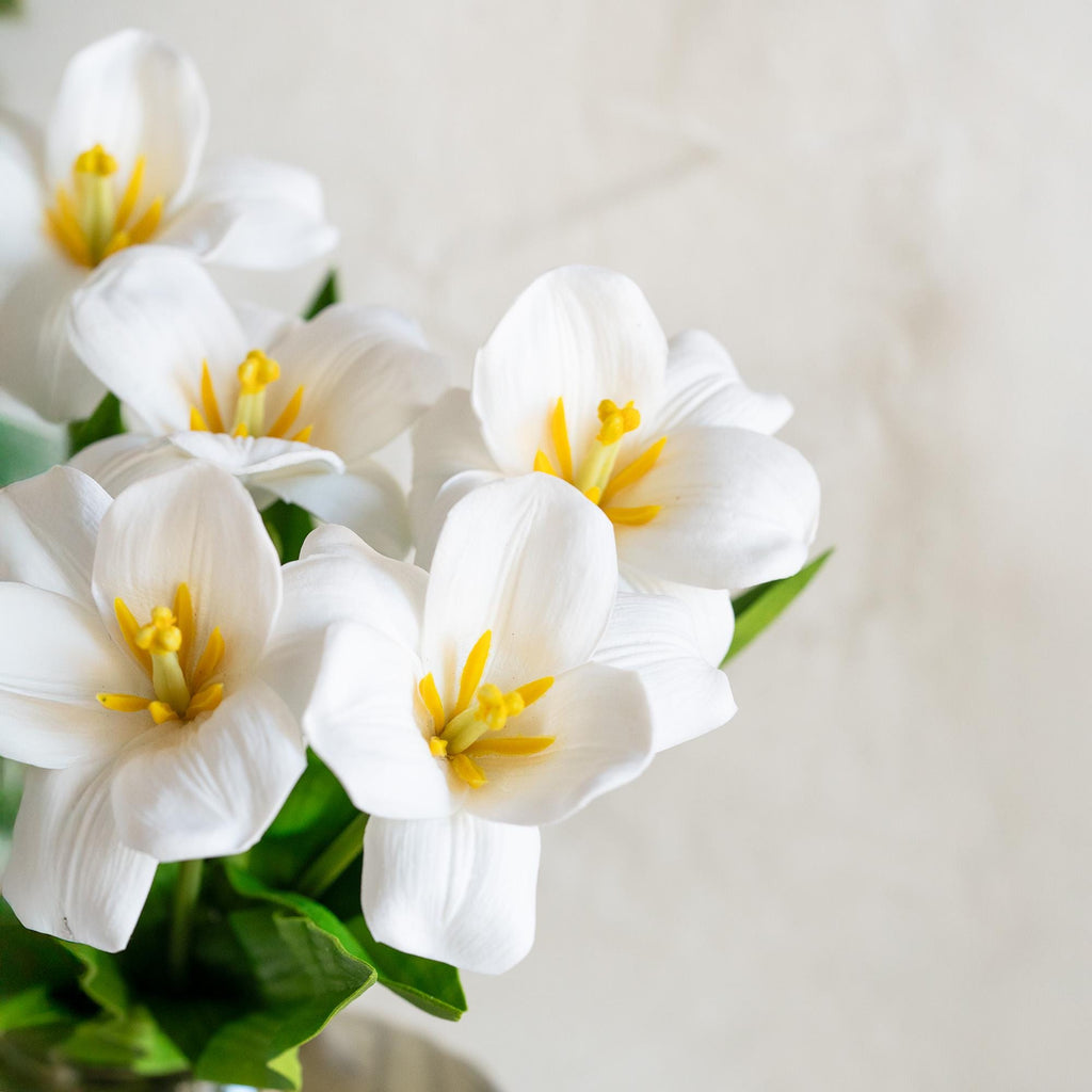 Real Touch White Lily-Flowered Tulip Stems – Faux Decorative Flowers for Home Decor, Spring Wedding Table Centerpiece, Floral Arrangement