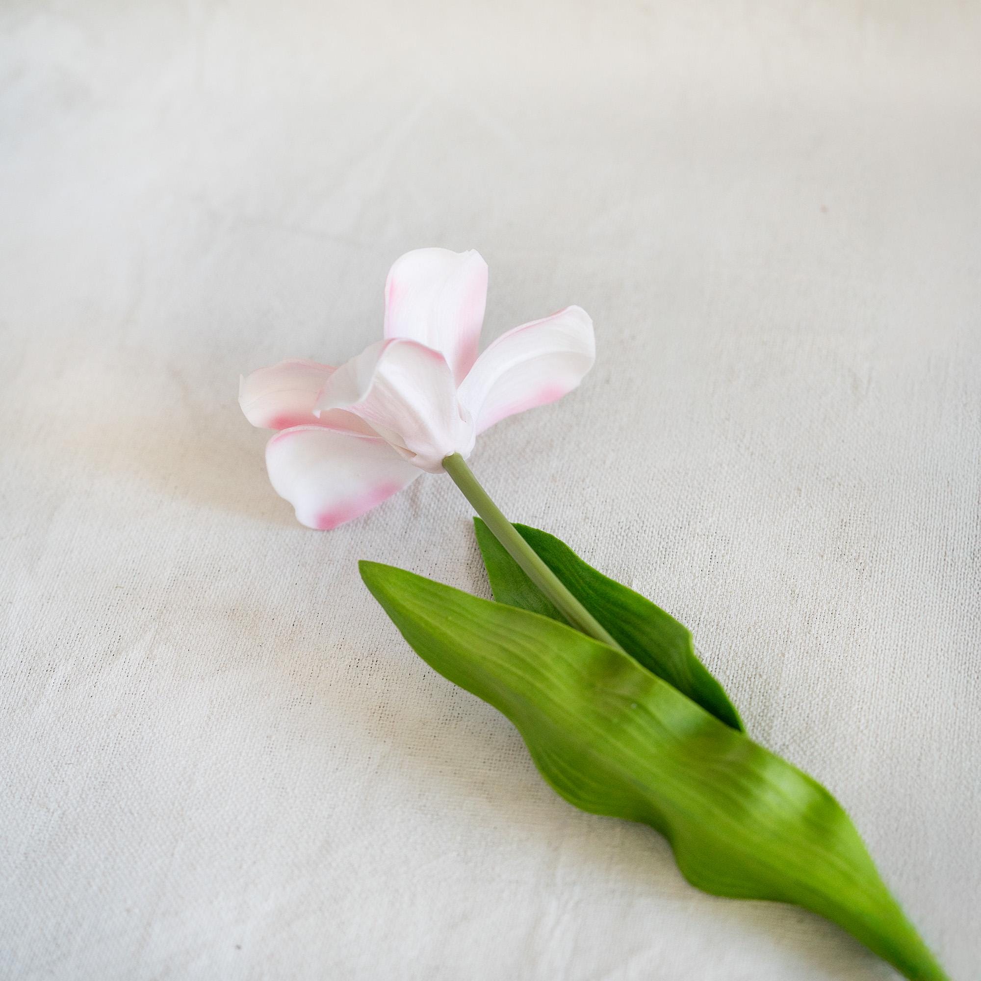 Real Touch Blush Pink Lily-Flowered Tulips Stem – Elegant Faux Decorative Flowers for Home Decor, Baby Shower, Romantic Floral Arrangements