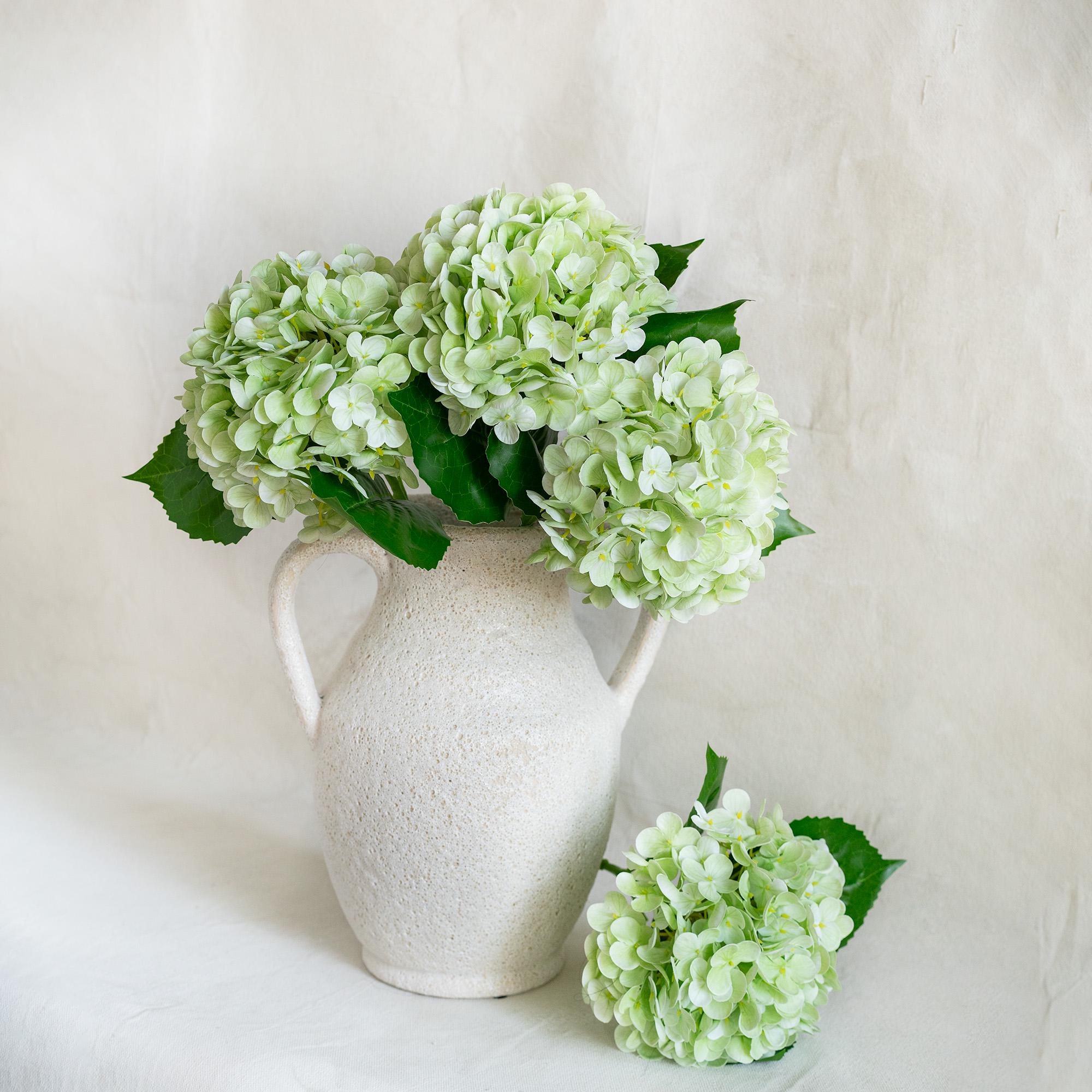 20" Real Touch Spring Sage Green Hydrangea Stem, Faux Hydrangea Flower for Vase Decor, Farmhouse Spring Floral Arrangement, Wedding Styling