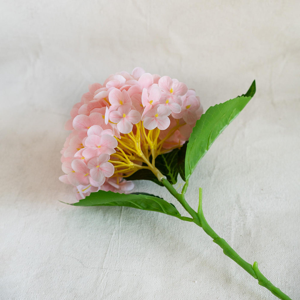 20" Real Touch Light Blush Pink Hydrangea Stem, Faux Hydrangea Flower for Vase Decor, Farmhouse Spring Floral Arrangement, Wedding Styling