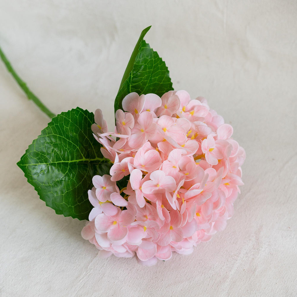 20" Real Touch Light Blush Pink Hydrangea Stem, Faux Hydrangea Flower for Vase Decor, Farmhouse Spring Floral Arrangement, Wedding Styling