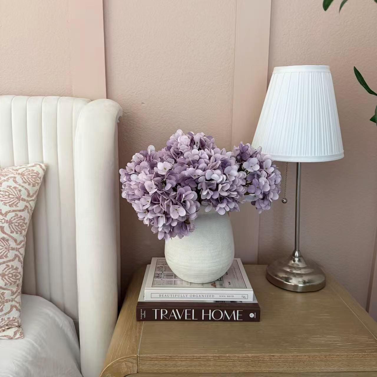 13" Faux Gray Purple Hydrangea Stem, Silk Pastel Blooms Wedding Bouquet, DIY Flowers, Bridal Shower, Event Reception Table Centerpiece
