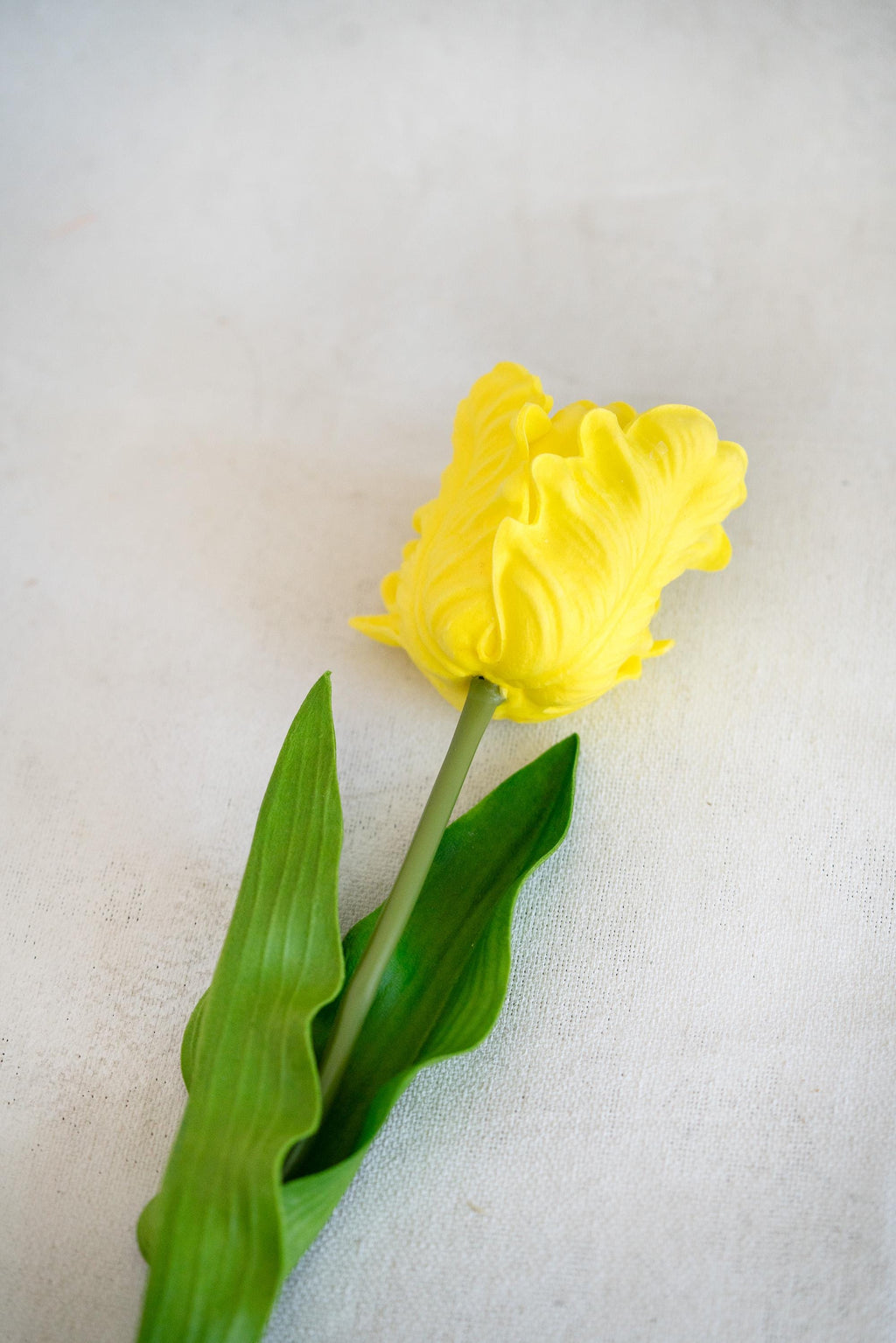 17" Yellow Faux Tulip Stem, Real Touch Ruffled Parrot Tulip, Spring Easter Table Decor, Wedding Centerpiece, Floral Arrangement