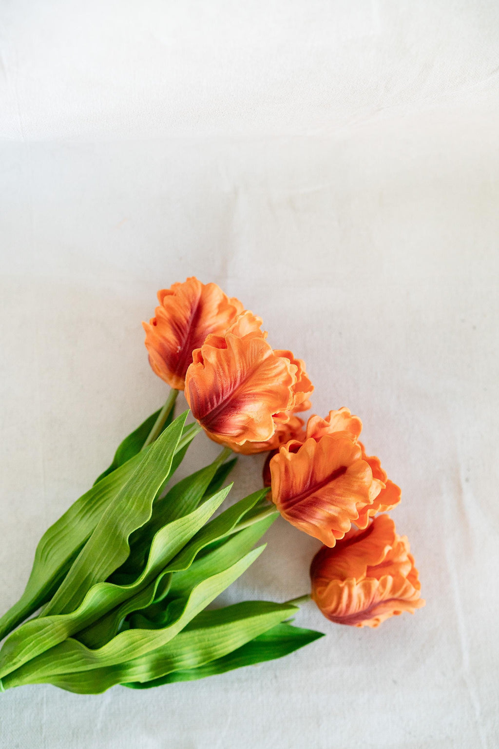 17" Orange Faux Tulip Stem, Real Touch Ruffled Parrot Tulip, Fall Table Decor, Autumn Centerpiece, Thanksgiving Decor, Wedding Centerpiece