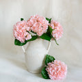 20" Real Touch Light Blush Pink Hydrangea Stem, Faux Hydrangea Flower for Vase Decor, Farmhouse Spring Floral Arrangement, Wedding Styling