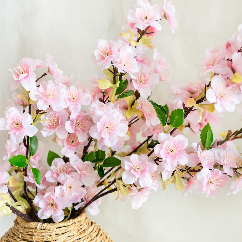 25" Spring Faux Light Pink Sakura Branch, Realistic Cherry Blossom Stems for Wedding Centerpiece Decor, Home Styling, Event Arrangements